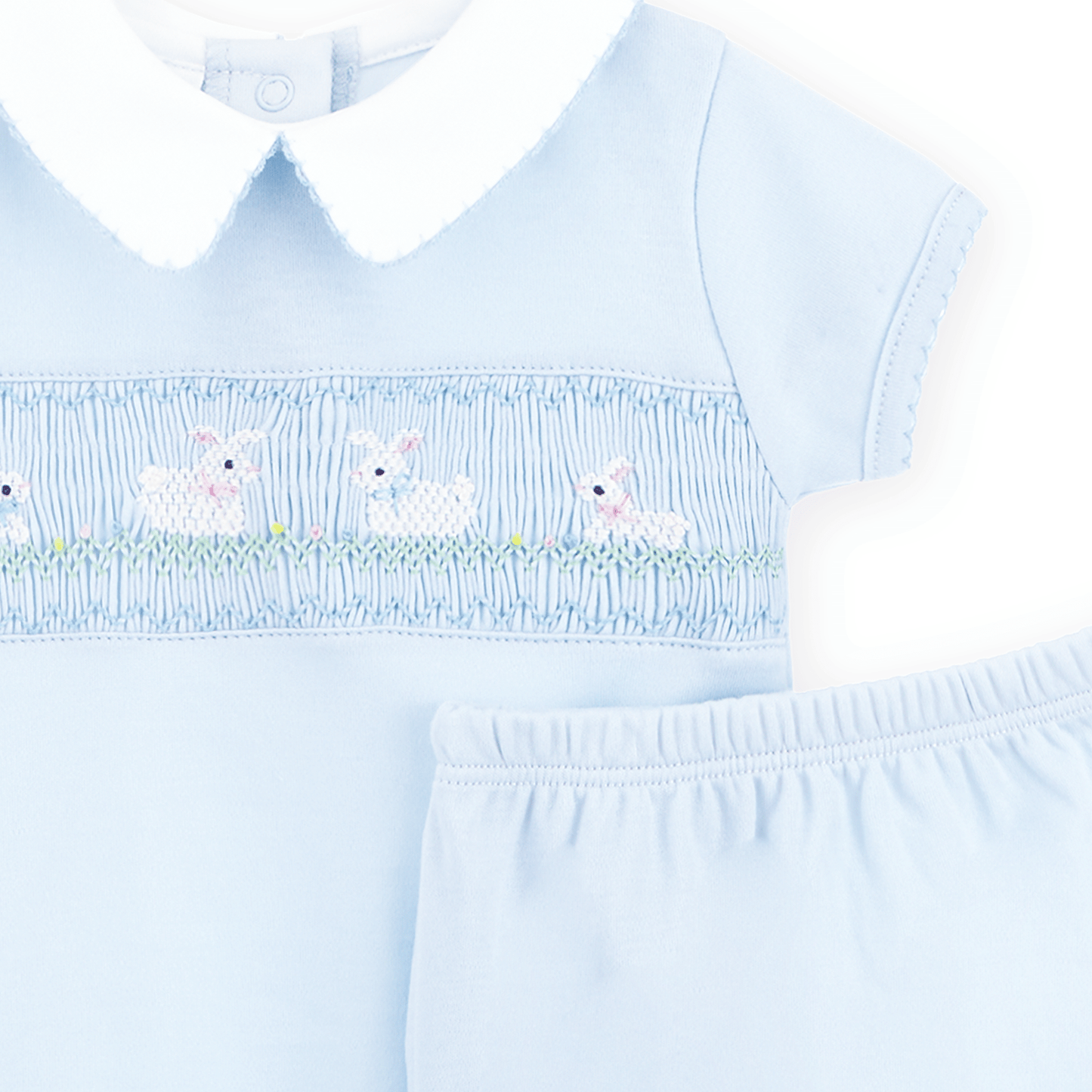 Bunny Love Classics Smocked Diaper Cover Set - Light Blue - Magnolia BabyDiaper Cover
