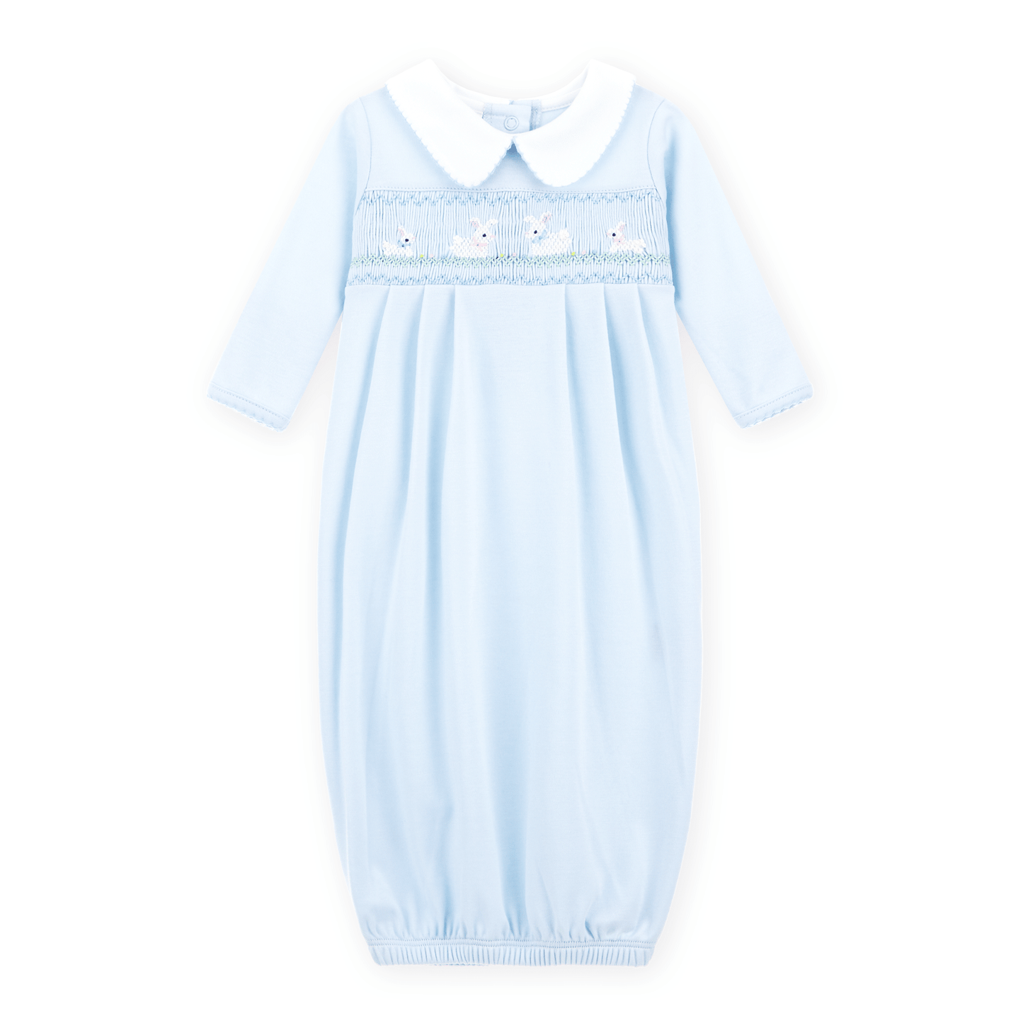 Bunny Love Classics Smocked Pleated Gown - Light Blue - Magnolia BabyGown