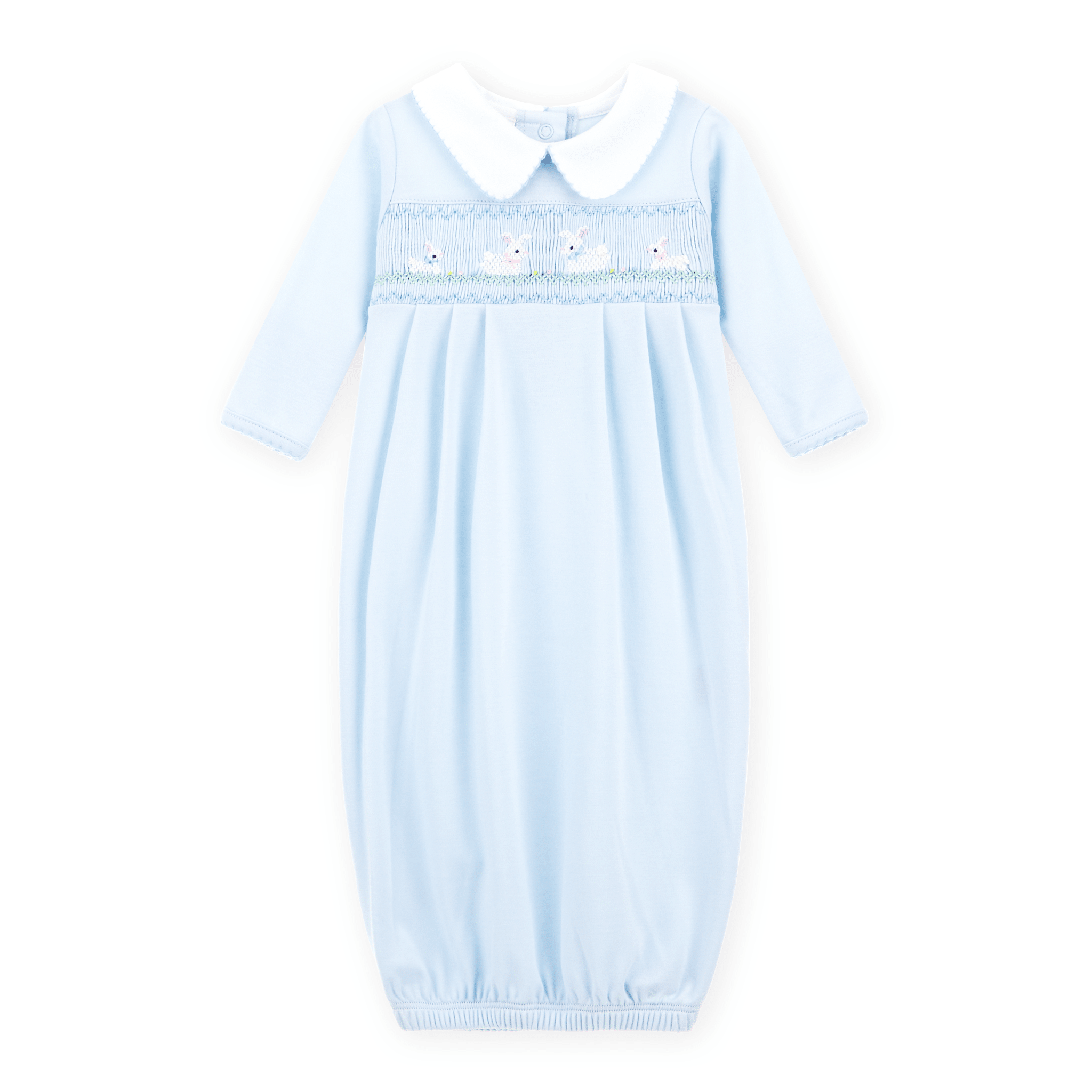 Bunny Love Classics Smocked Pleated Gown - Light Blue - Magnolia BabyGown