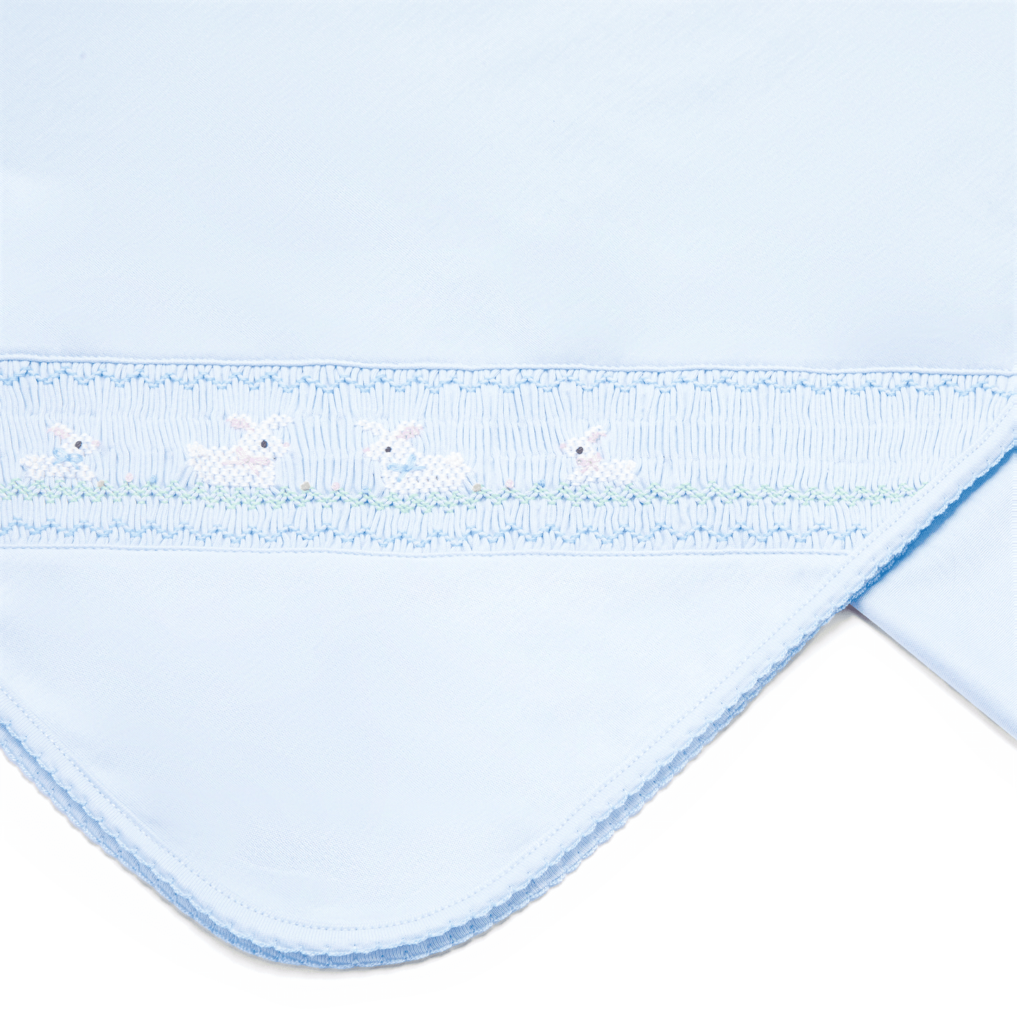 Bunny Love Classics Smocked Receiving Blanket - Light Blue - Magnolia BabyReceiving Blanket