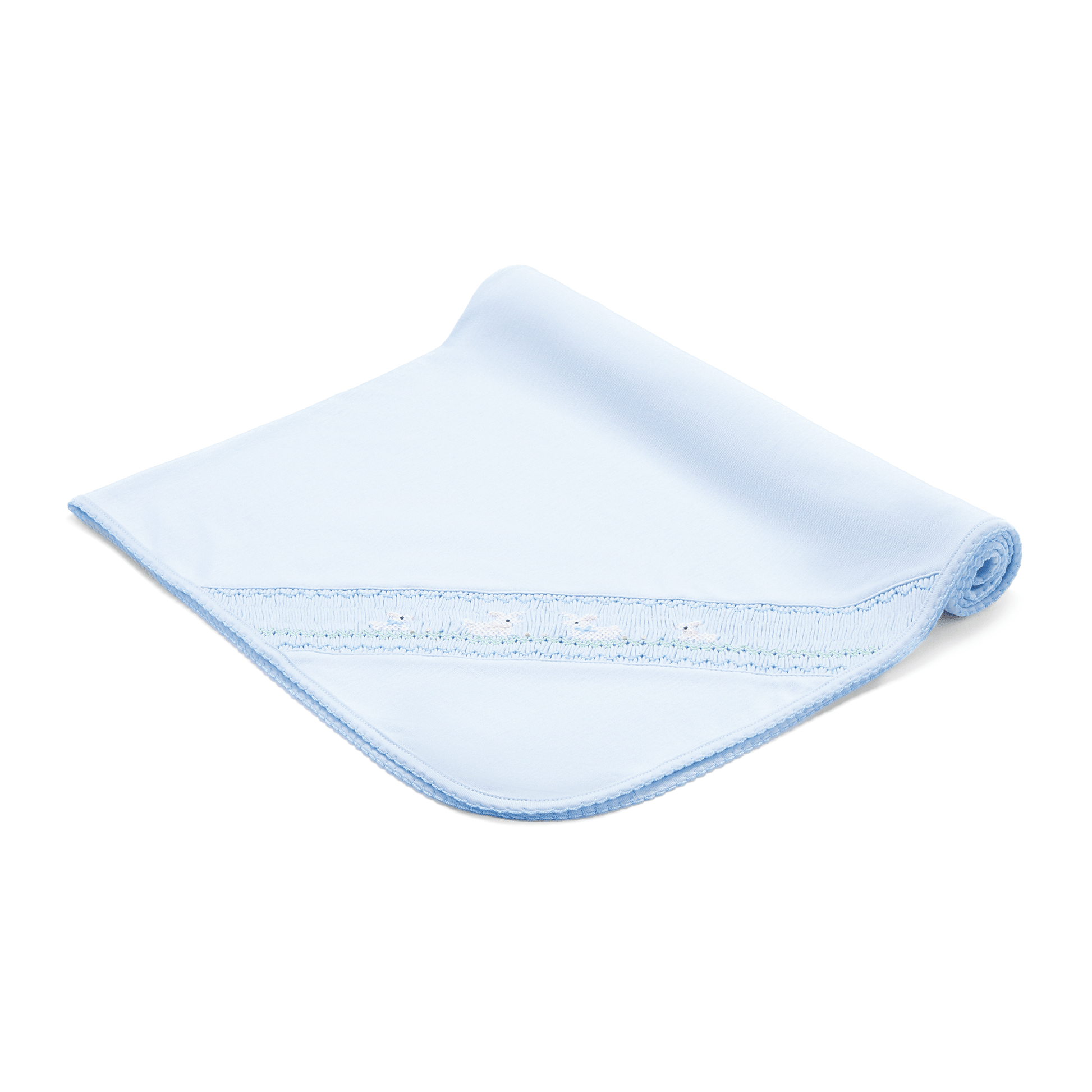 Bunny Love Classics Smocked Receiving Blanket - Light Blue - Magnolia BabyReceiving Blanket