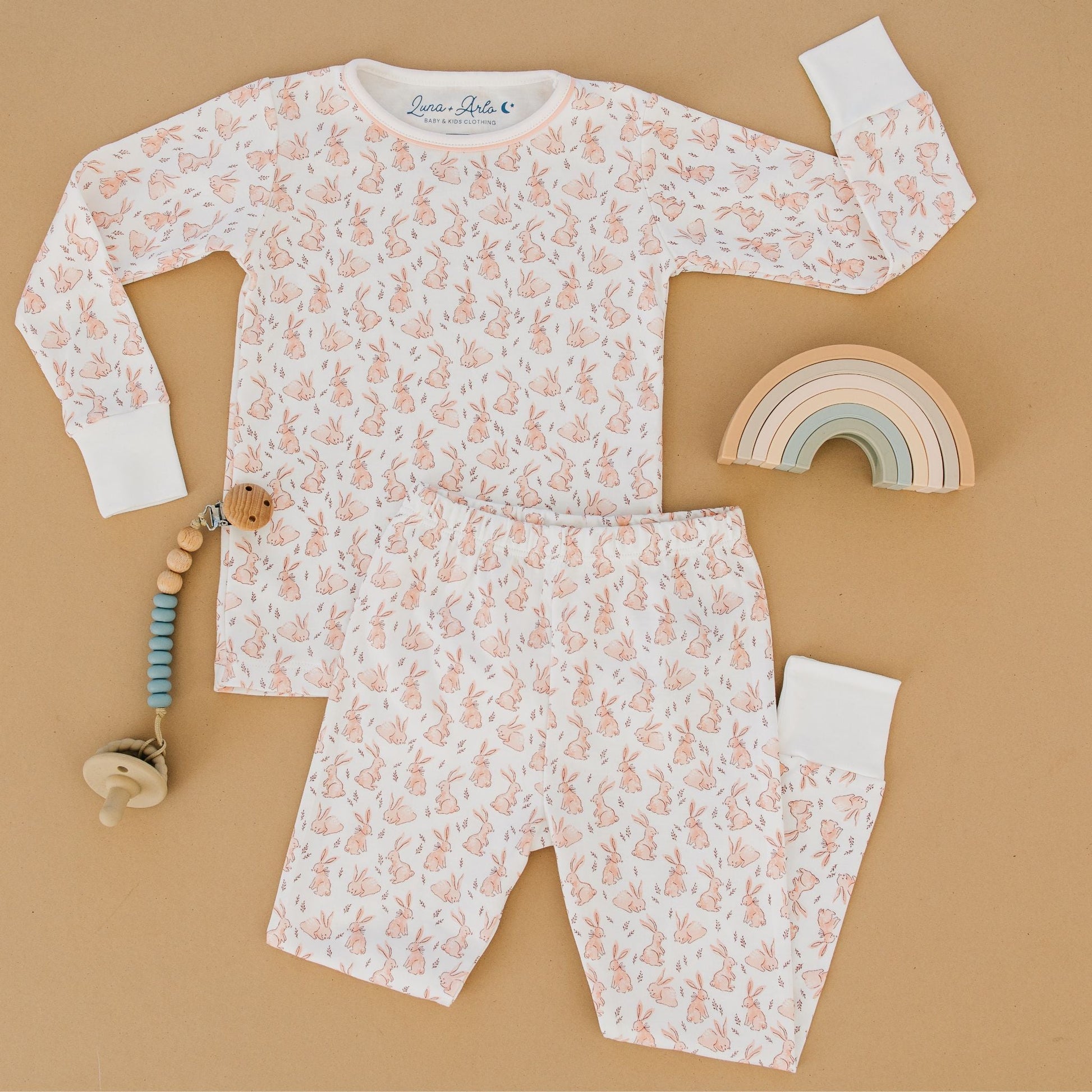 Bunny Patch Long Pajamas - Pink - Luna and ArloLong Pajamas