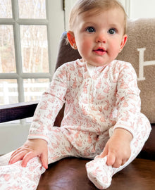  Bunny Patch Zip Footie - Pink - Luna and ArloFootie