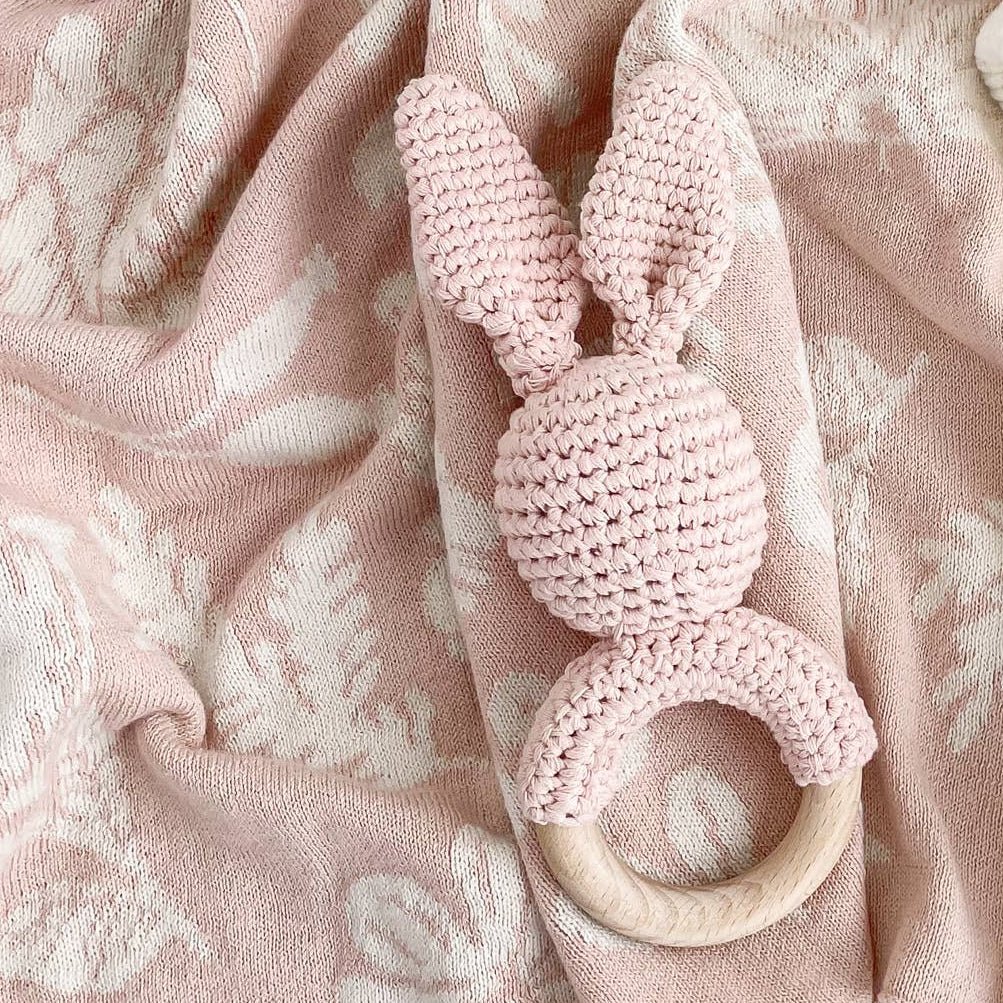 Bunny Teething Rattle - Pink - Magnolia BabyTeether