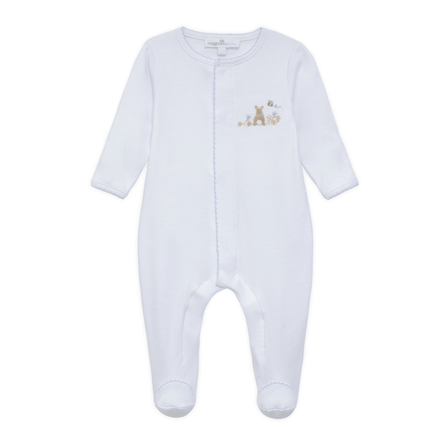 Bunny's Basket Footie - Light Blue - Magnolia BabyFootie