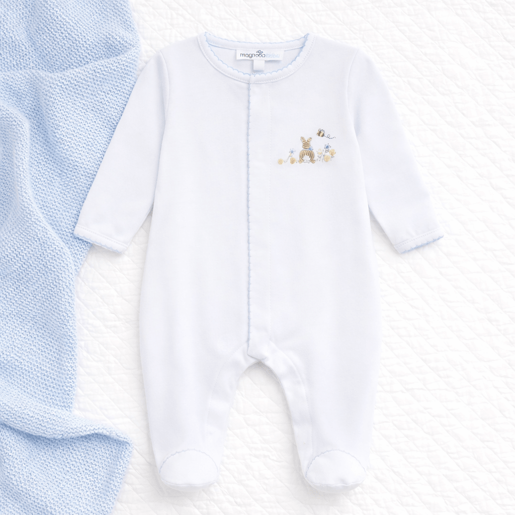 Bunny's Basket Footie - Light Blue - Magnolia BabyFootie