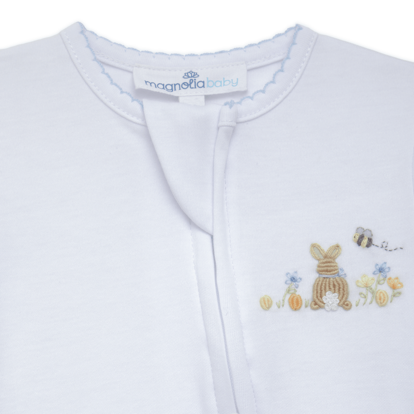 Bunny's Basket Zip Footie - Light Blue - Magnolia BabyFootie