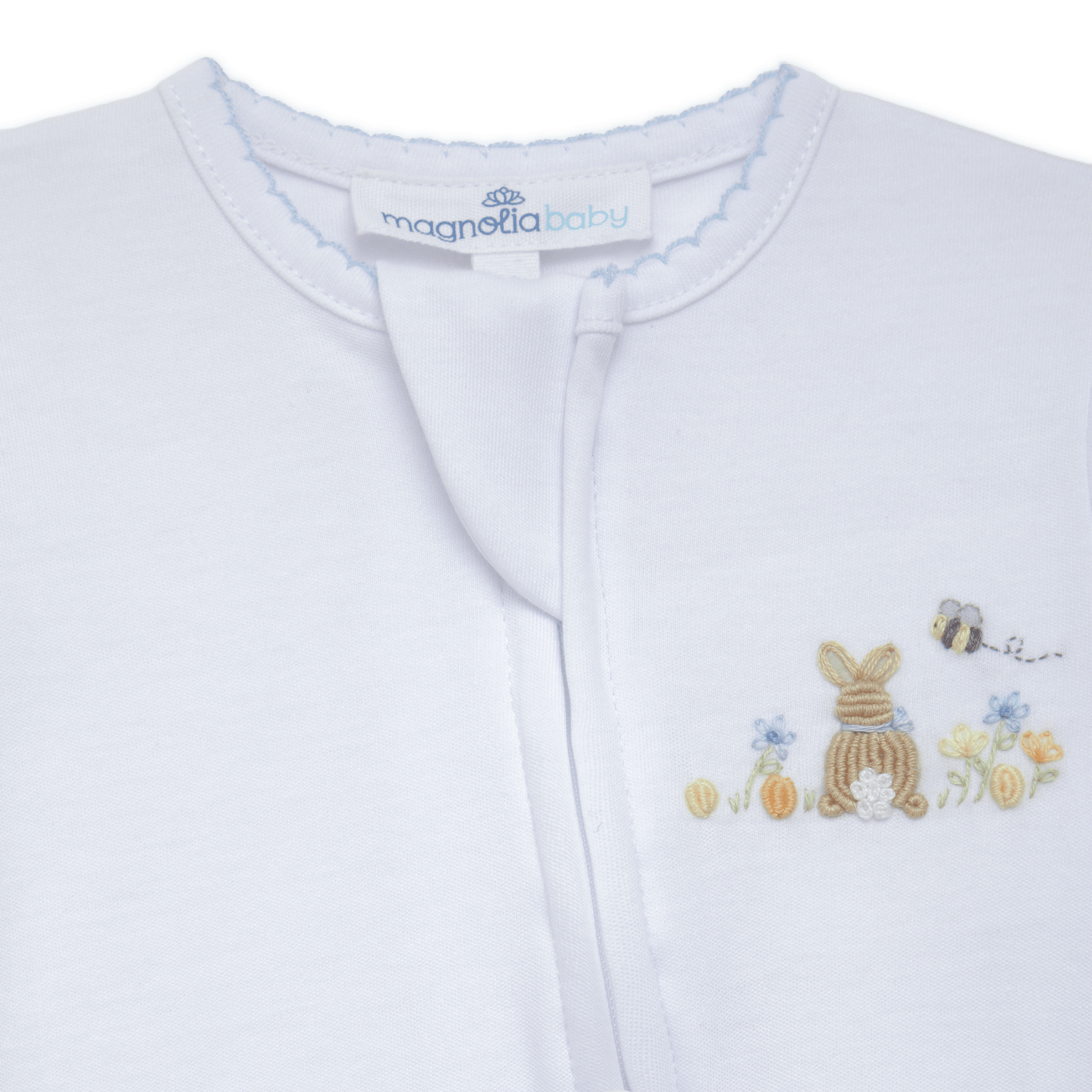 Bunny's Basket Zip Footie - Light Blue - Magnolia BabyFootie