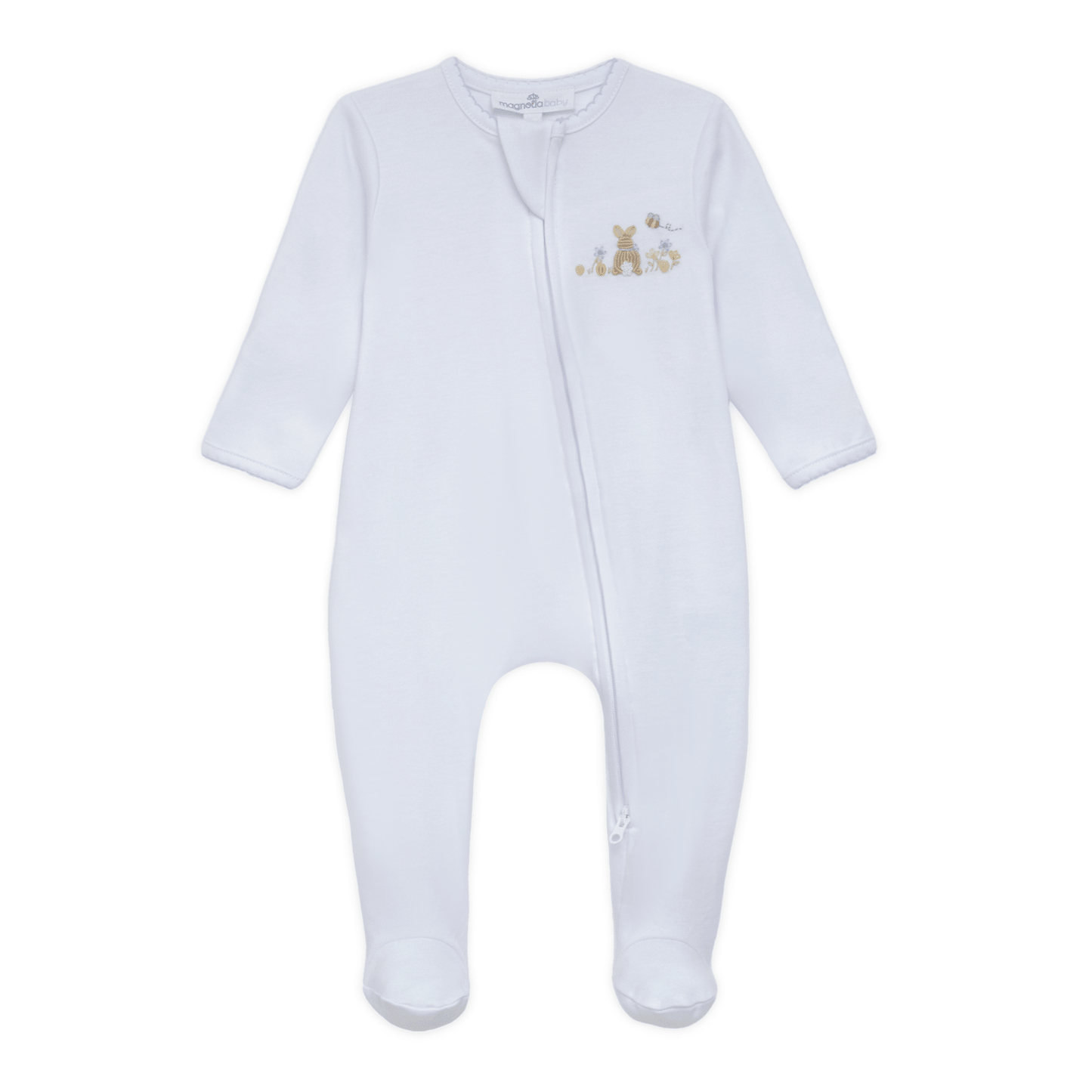Bunny's Basket Zip Footie - Light Blue - Magnolia BabyFootie
