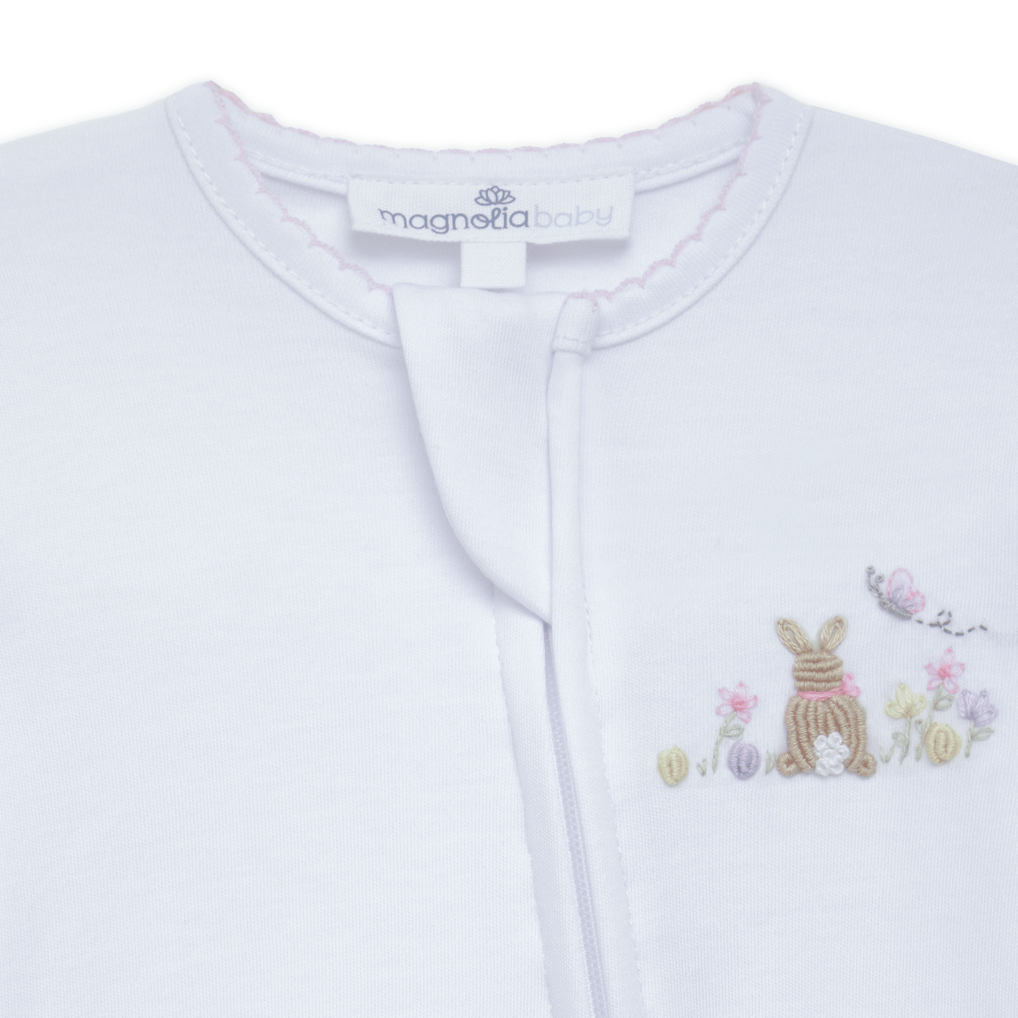 Bunny's Basket Zip Footie - Pink - Magnolia BabyFootie
