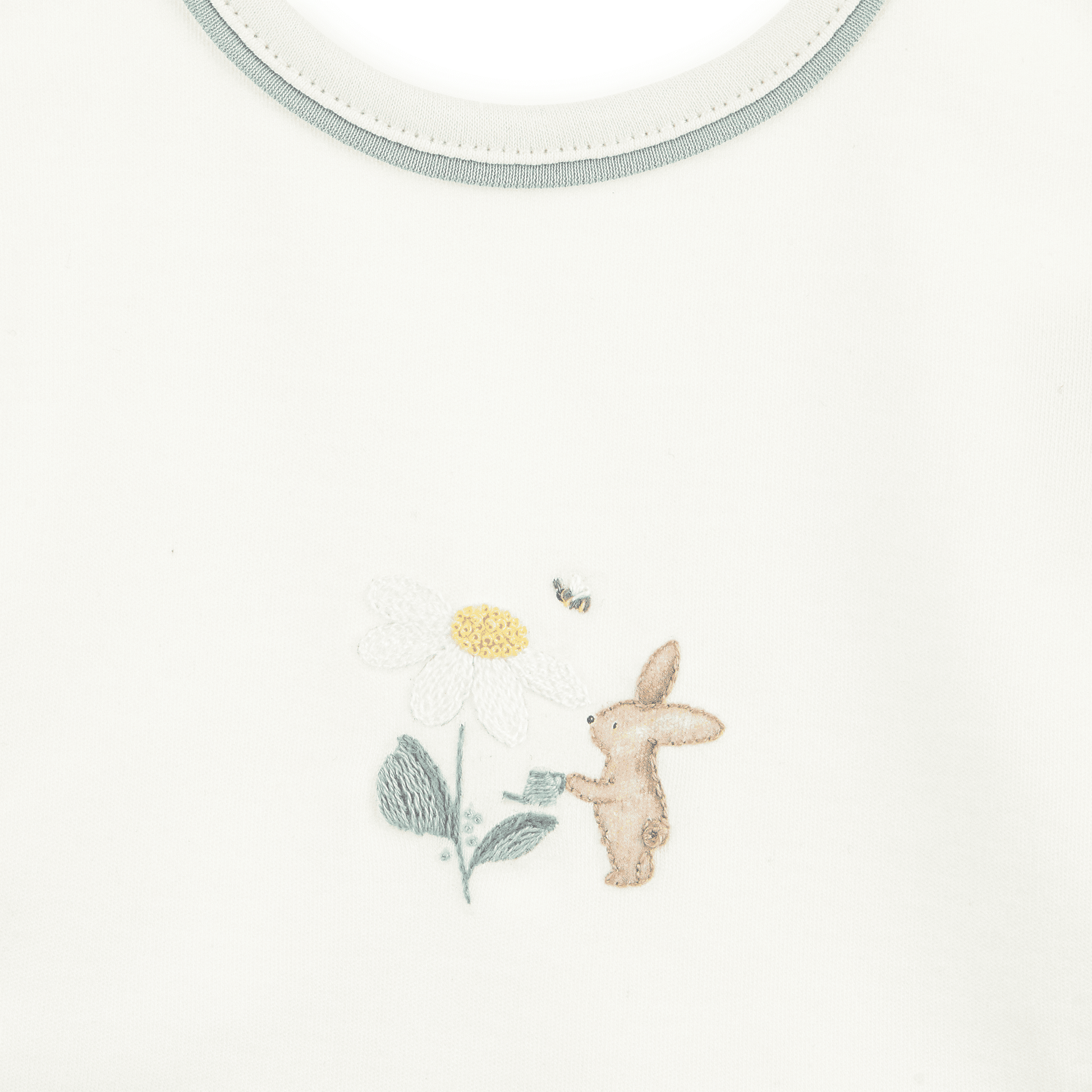 Bunny's Daisy Garden Embroidered Bib - Magnolia BabyBib