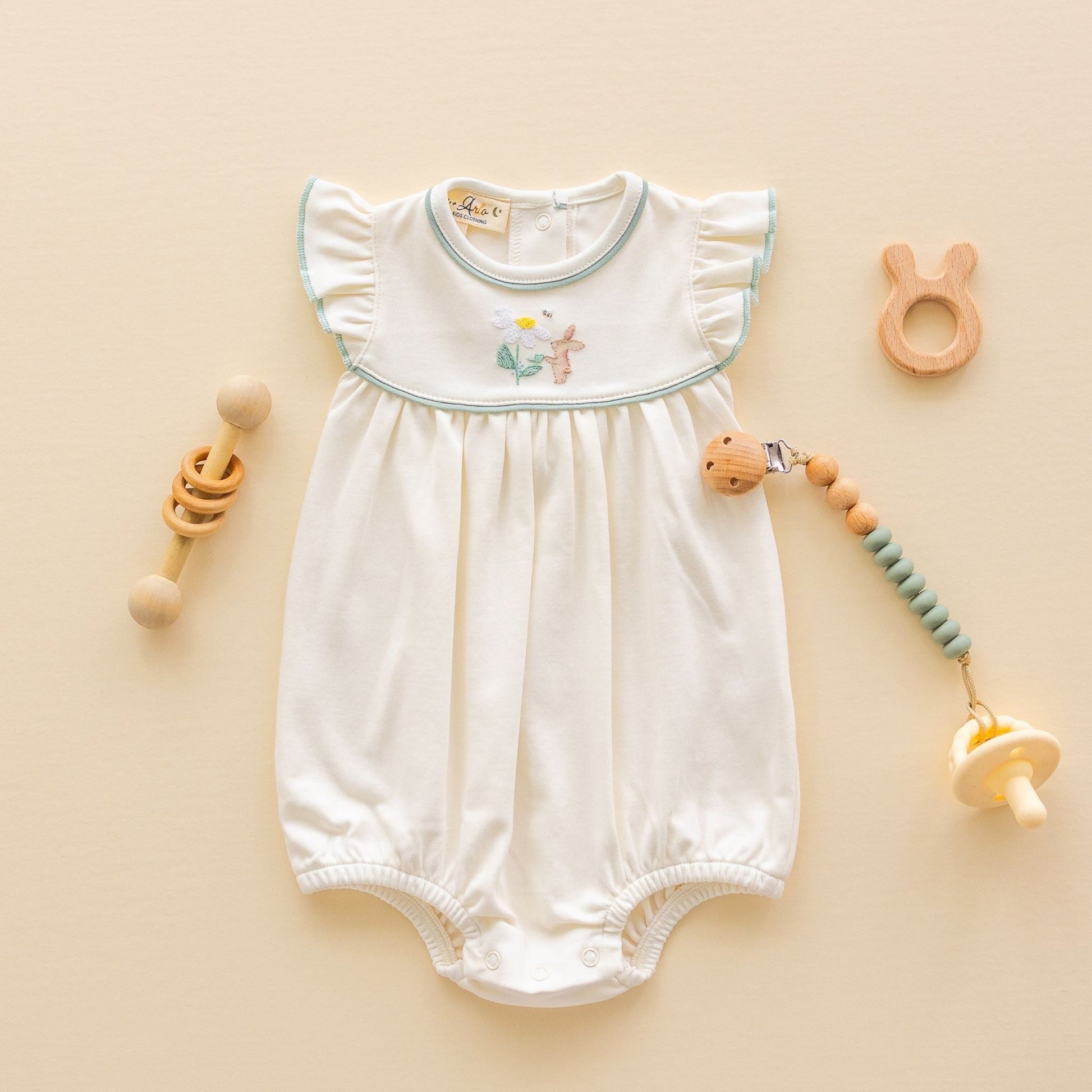 Bunny's Daisy Garden Embroidered Bubble by Luna and Arlo - Magnolia BabyBubble