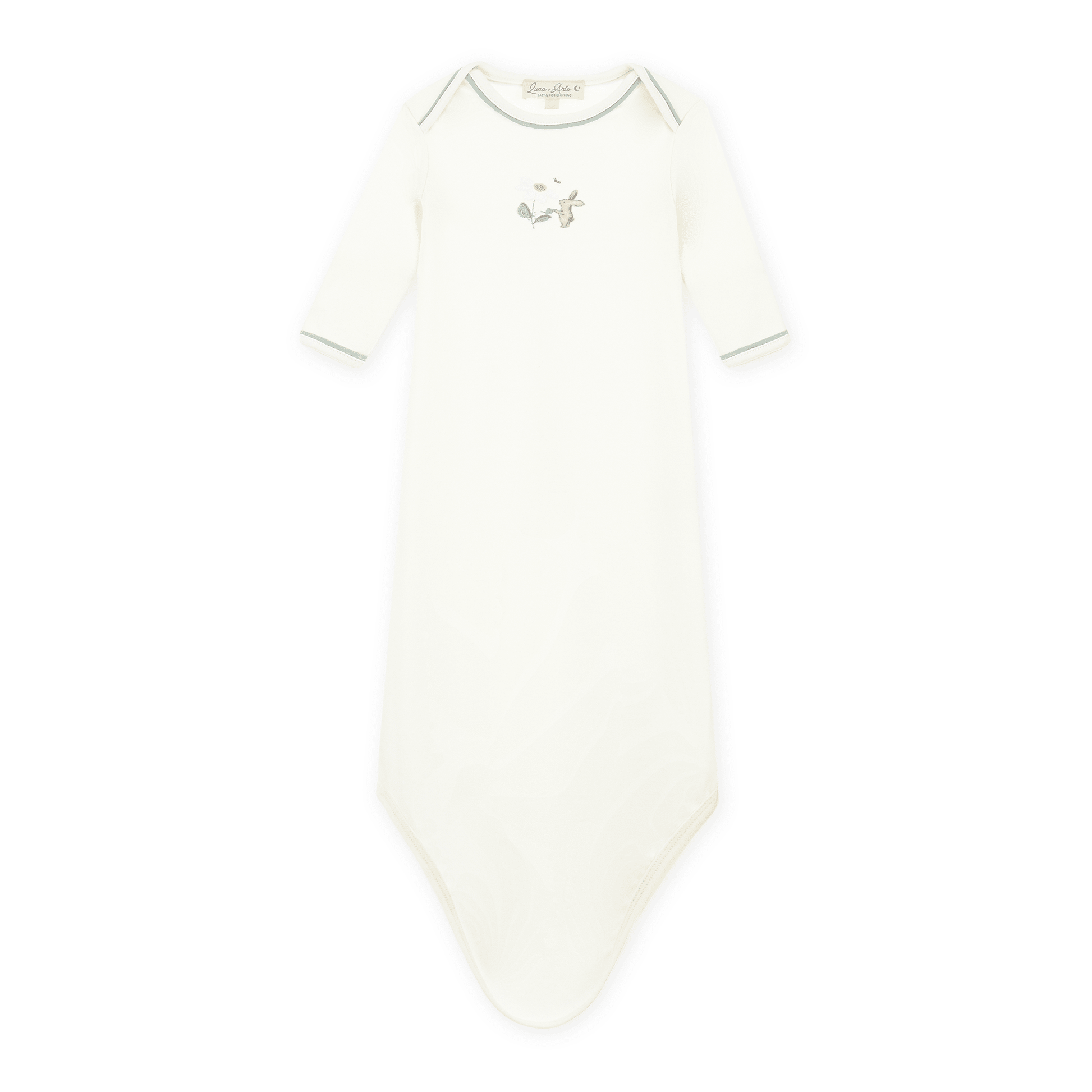 Luna and Arlo_Bunny's Daisy Garden Hand-Embroidered Knot Gown_1