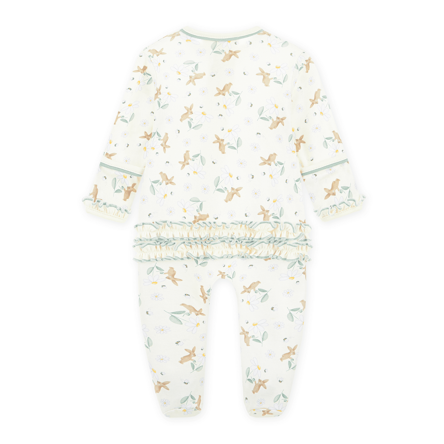Bunny's Daisy Garden Print Ruffle Zip Footie - Magnolia BabyFootie