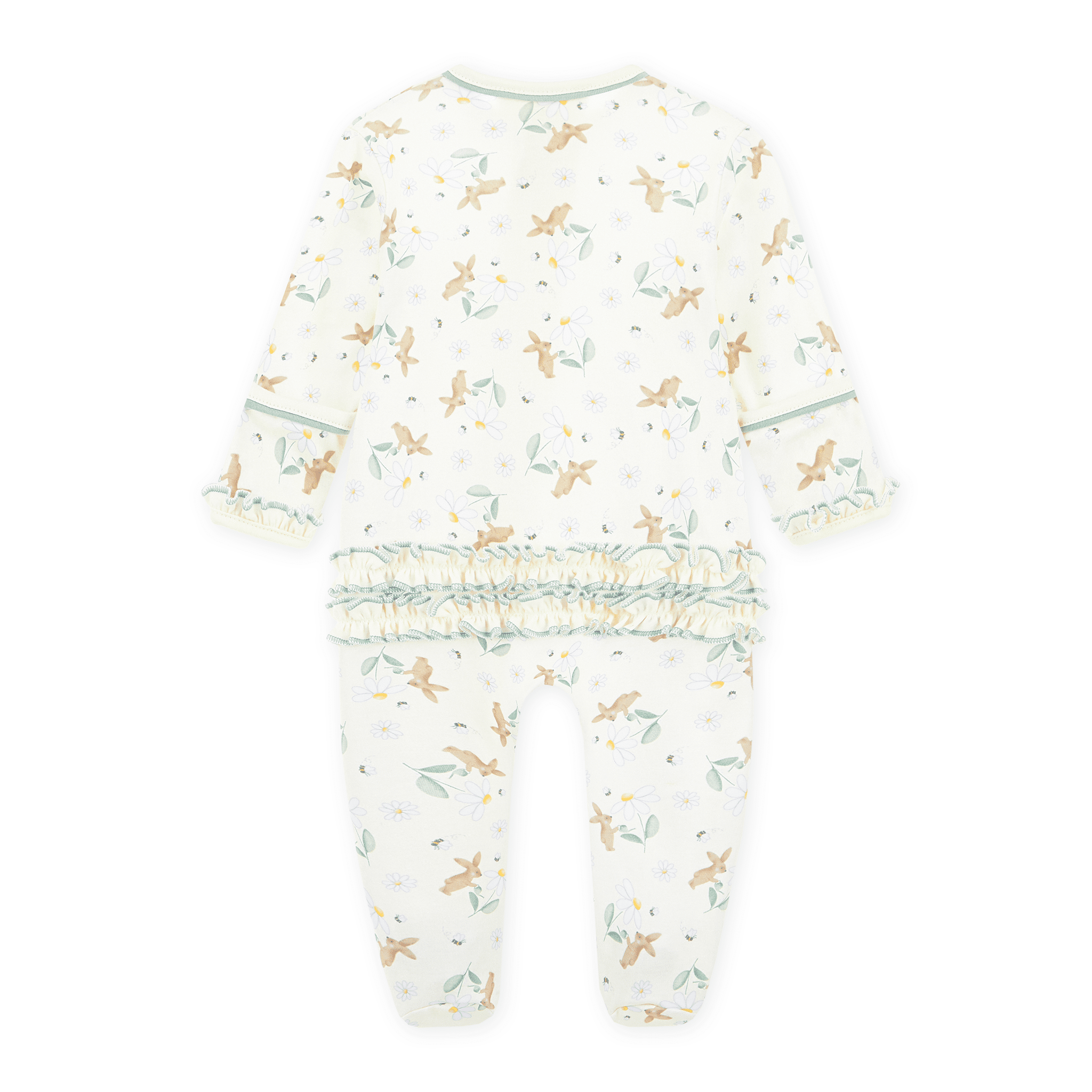 Bunny's Daisy Garden Print Ruffle Zip Footie - Magnolia BabyFootie