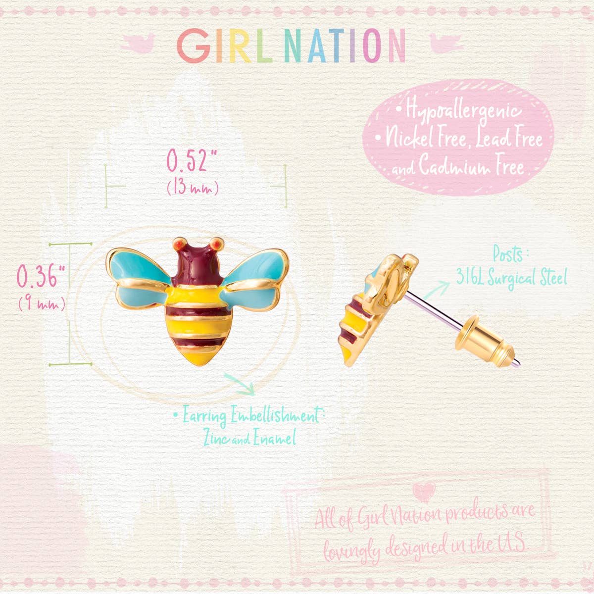 Buzzing Bee Pierced Earrings - Magnolia BabyEarrings