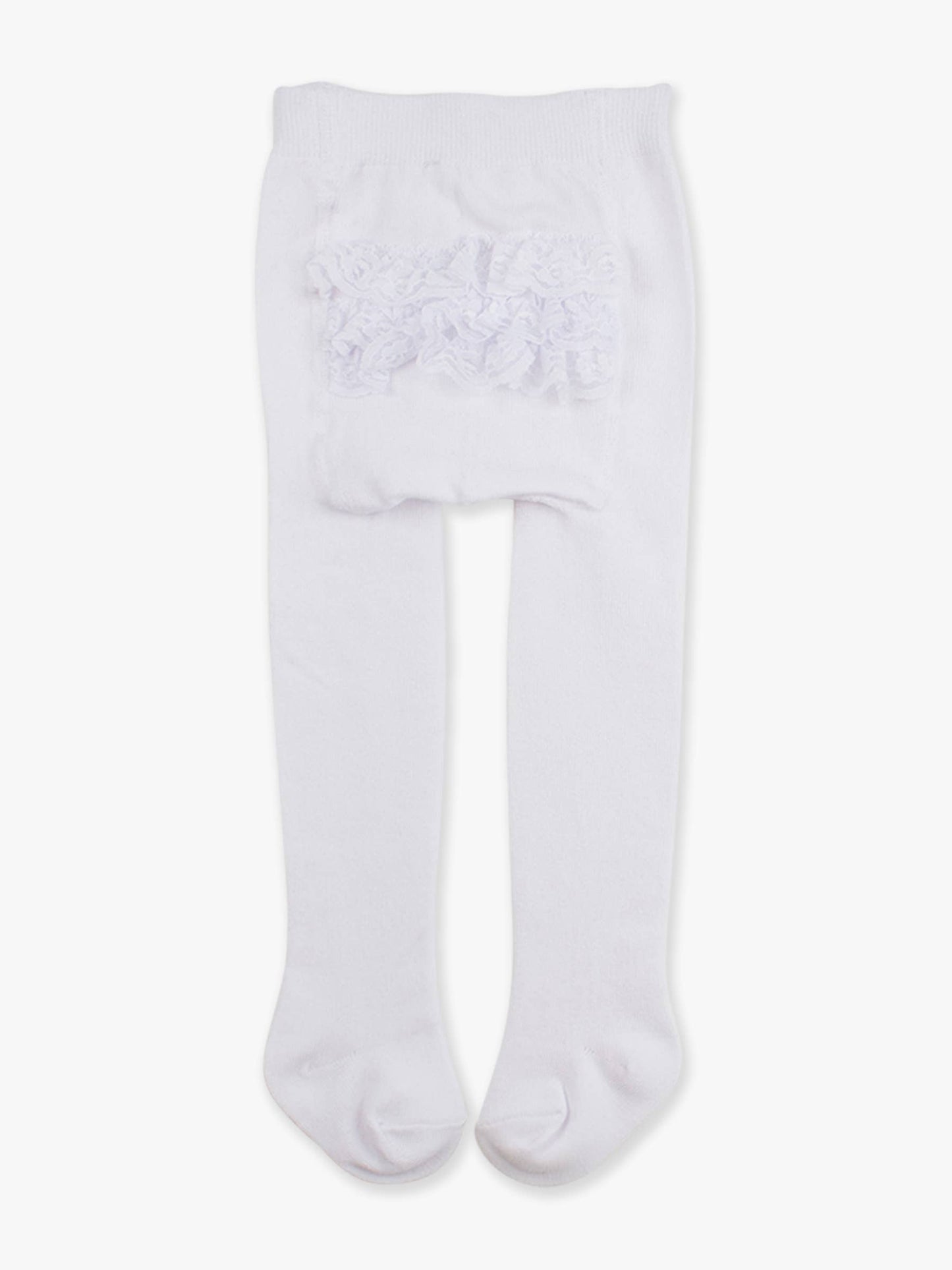 White Footed Ruffled Tights