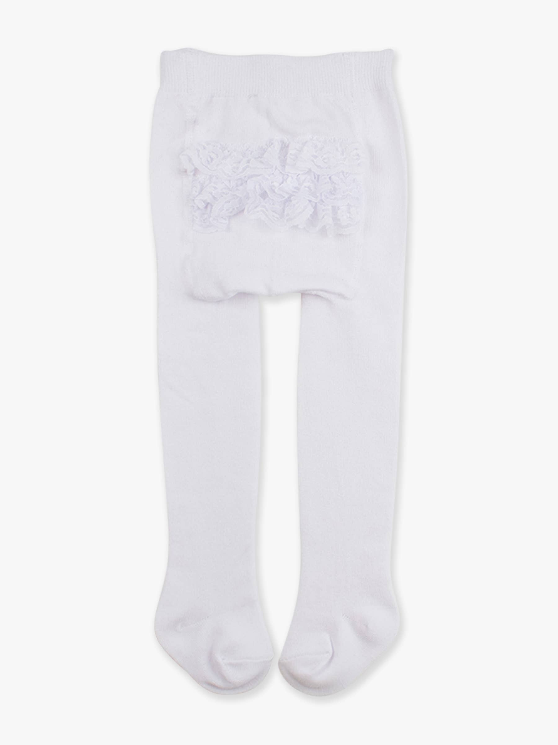 White Footed Ruffled Tights