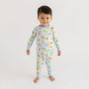 Cake, Presents, Party! Big Kid Long Pajamas in Light Blue - Magnolia BabyLong Pajamas