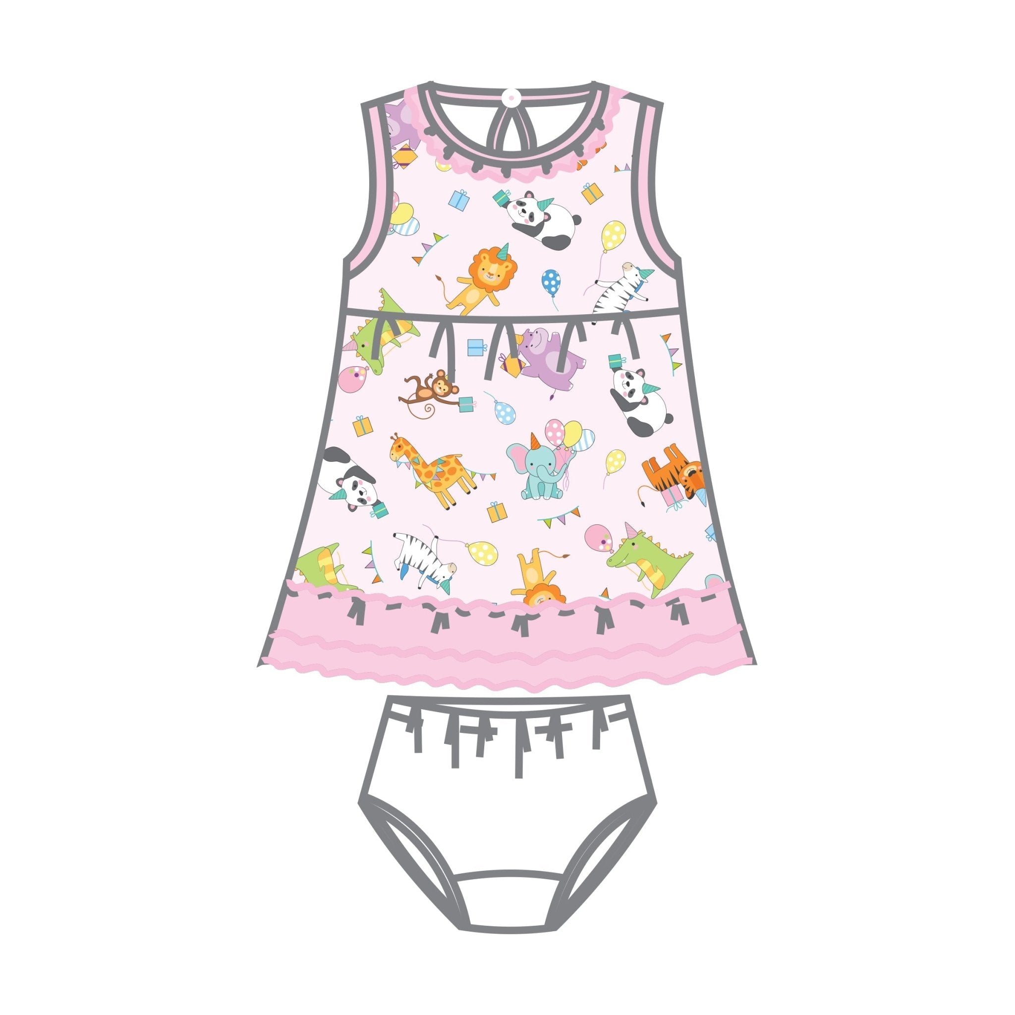 Cake, Presents, Party! Dress Set in Pink - Magnolia BabyDress
