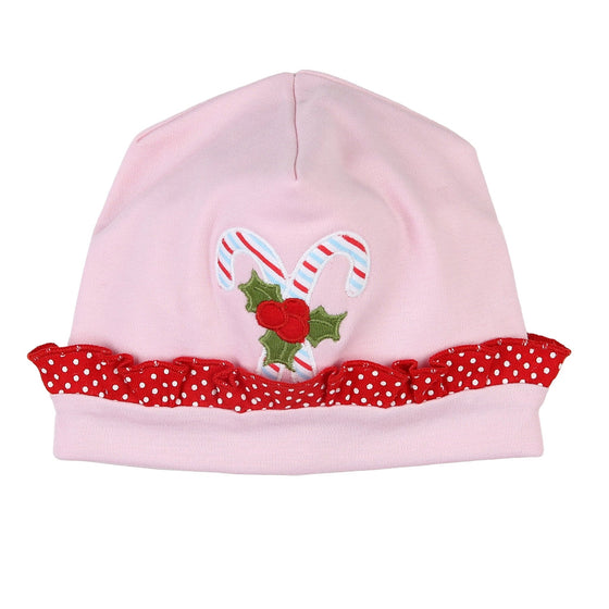 Candy Cane Applique Embroidered Ruffle Hat - Magnolia BabyHat