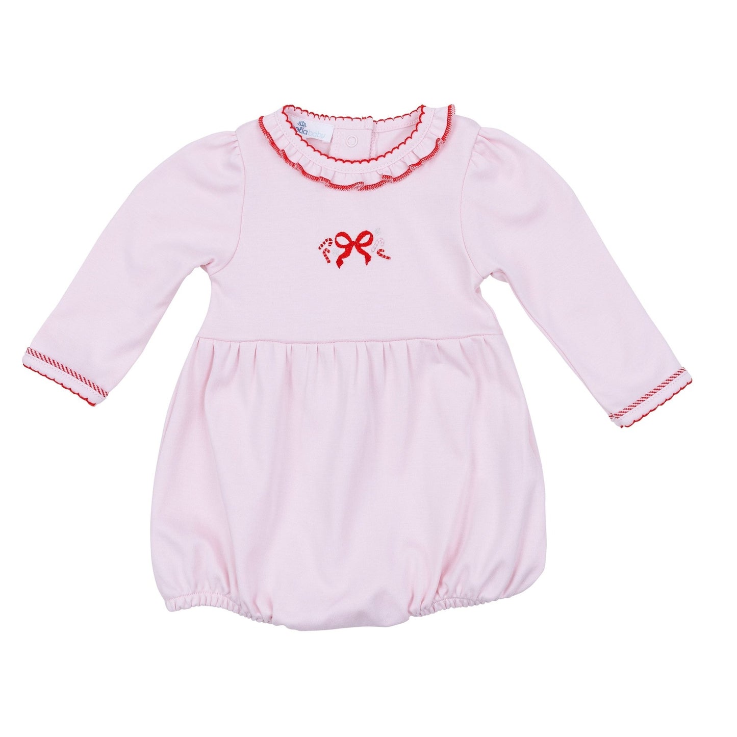 Candy Cane Lane Embroidered Long Sleeve Bubble - Magnolia BabyBubble