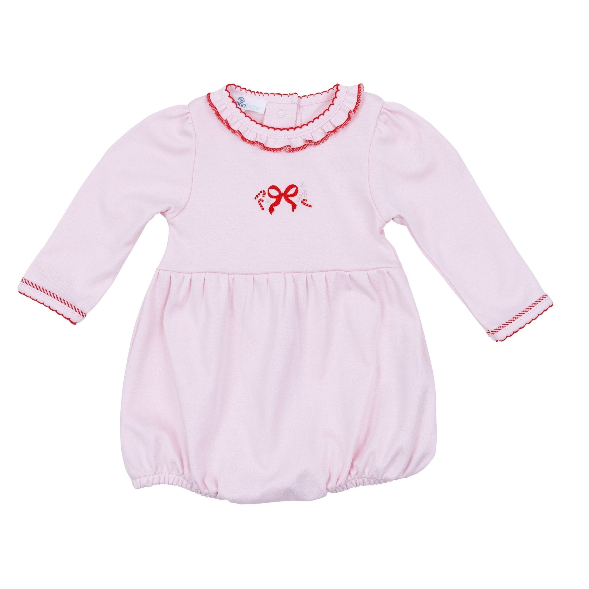 Candy Cane Lane Embroidered Long Sleeve Bubble - Magnolia BabyBubble