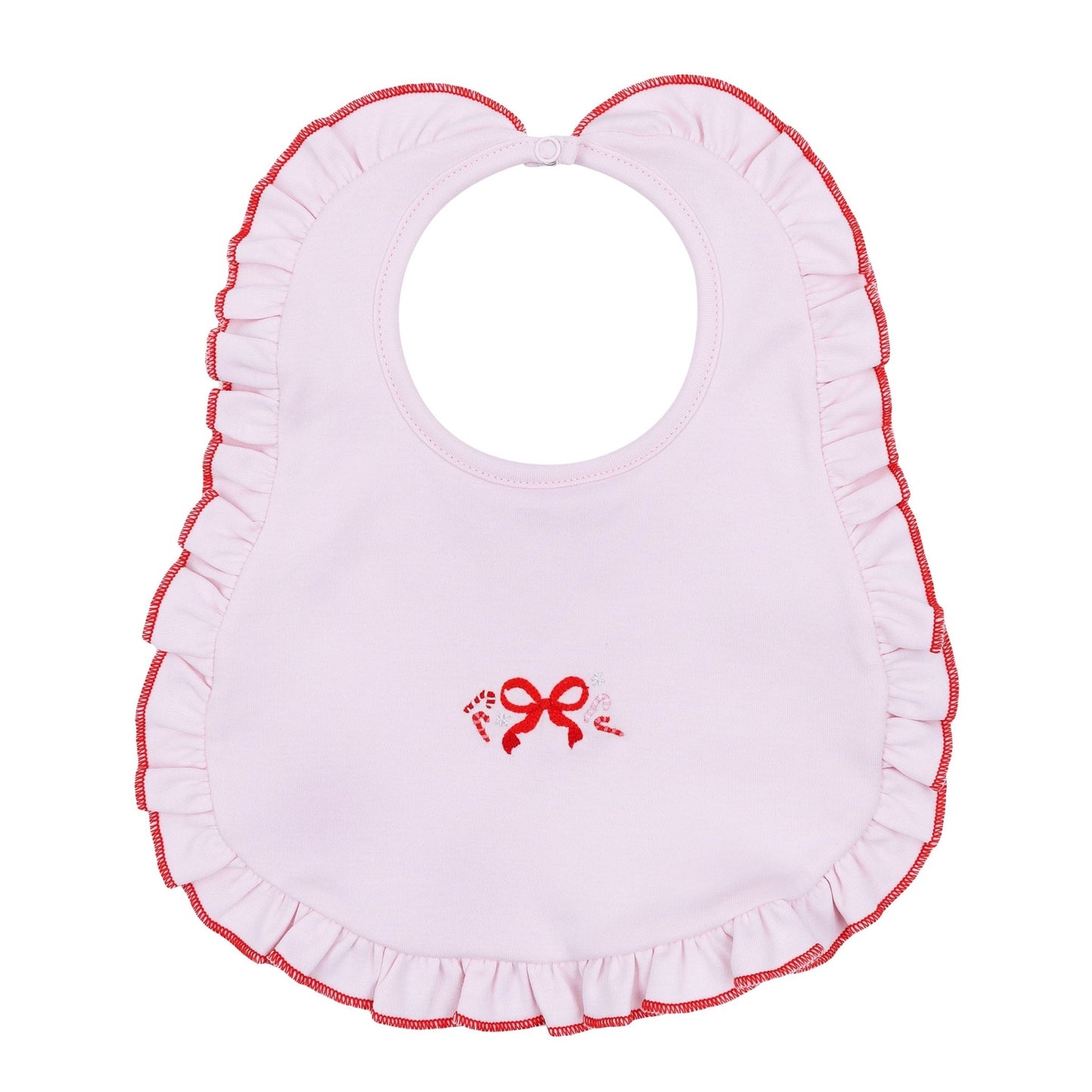 Candy Cane Lane Embroidered Ruffle Bib - Magnolia BabyBib