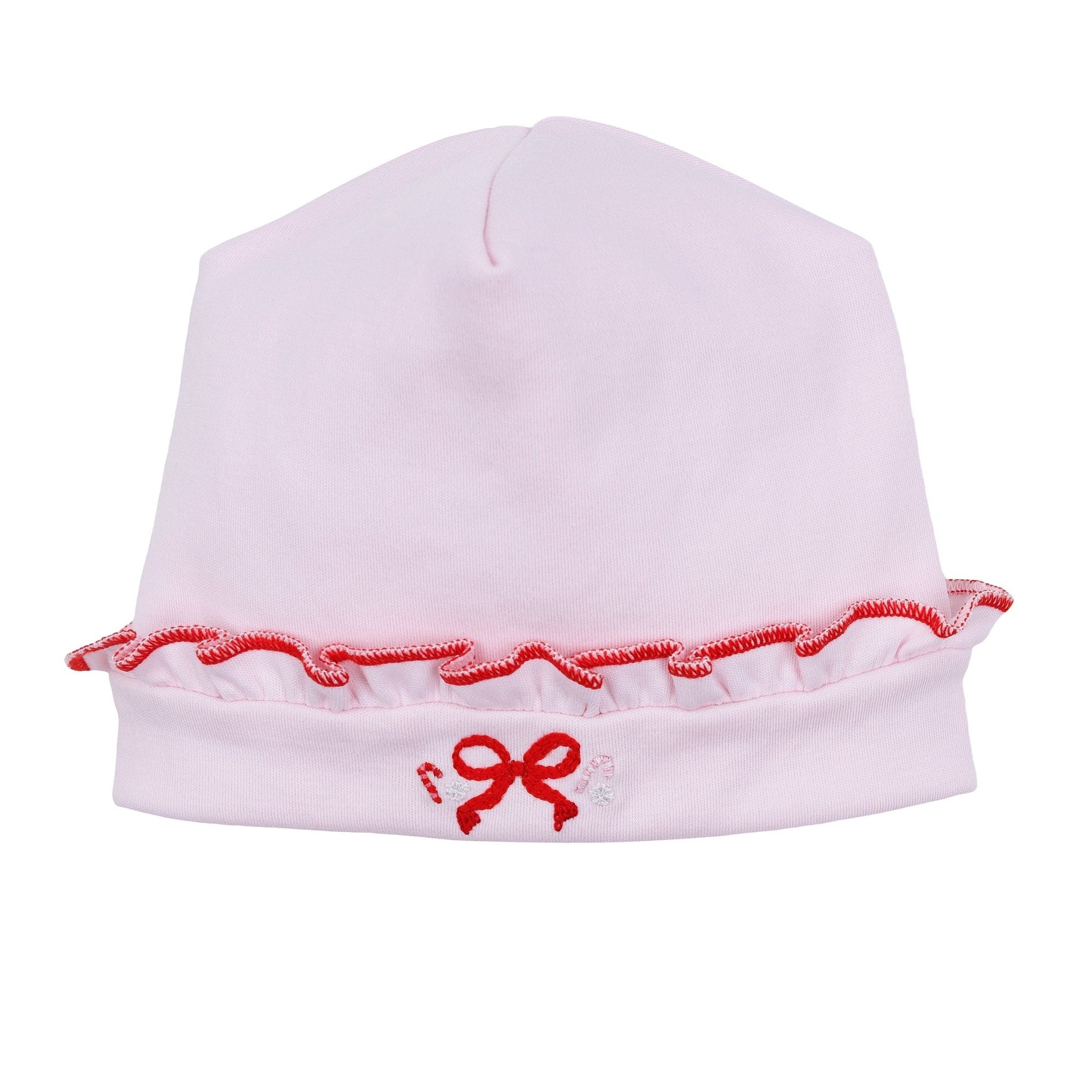 Candy Cane Lane Embroidered Ruffle Hat - Magnolia BabyHat