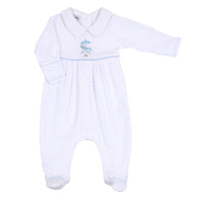  Carousel Embroidered Collared Footie - Blue - Magnolia BabyFootie