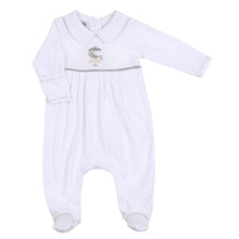  Carousel Embroidered Collared Footie - Silver - Magnolia BabyFootie