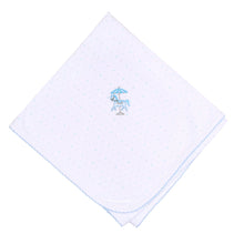  Carousel Embroidered Receiving Blanket - Blue - Magnolia BabyReceiving Blanket