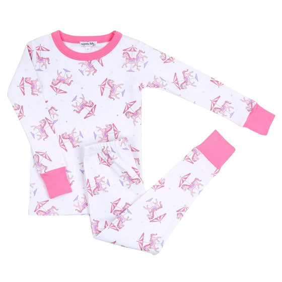 Carousel Long Pajamas - Pink - Magnolia BabyLong Pajamas