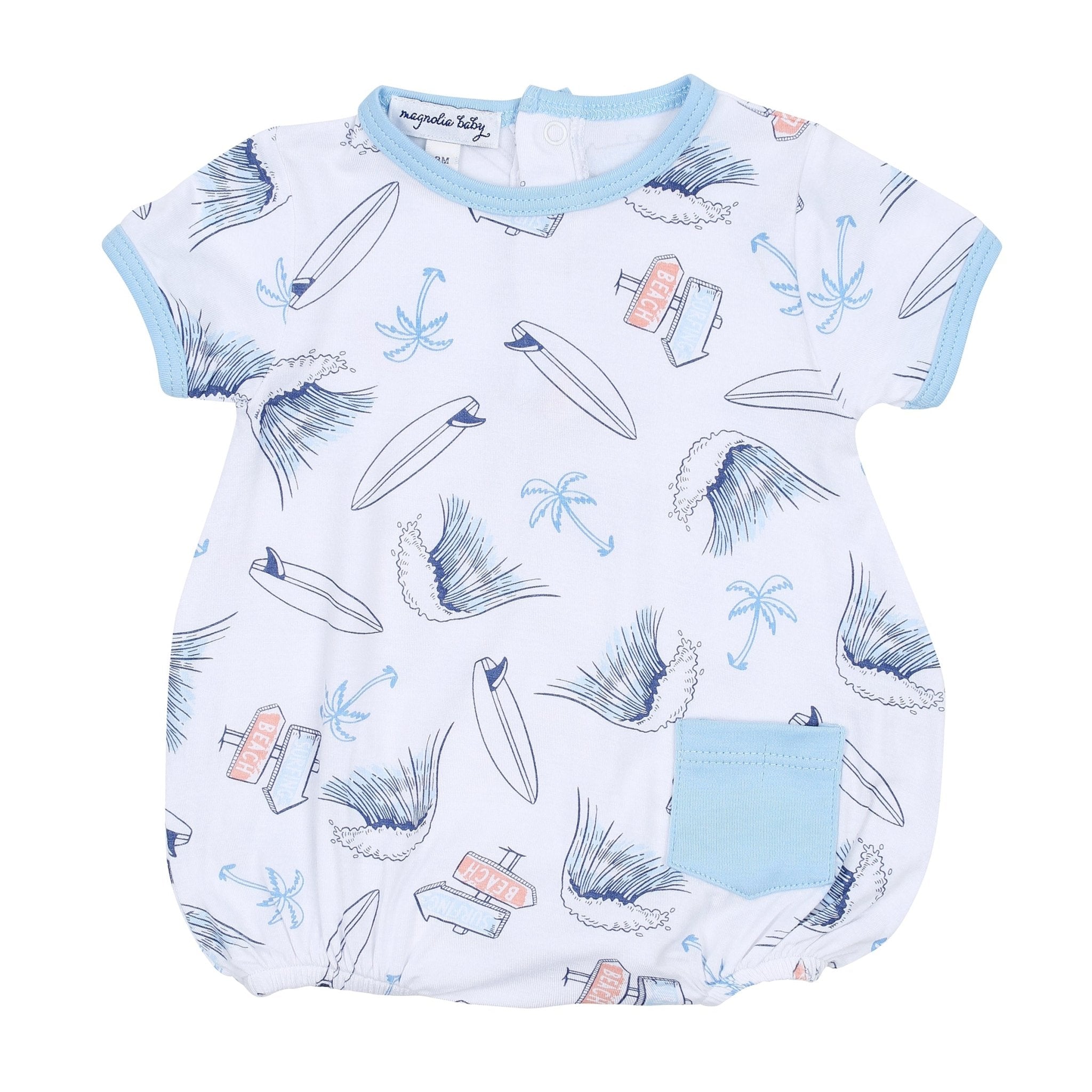 Catch Some Waves Short Sleeve Boy Bubble - Magnolia BabyBubble