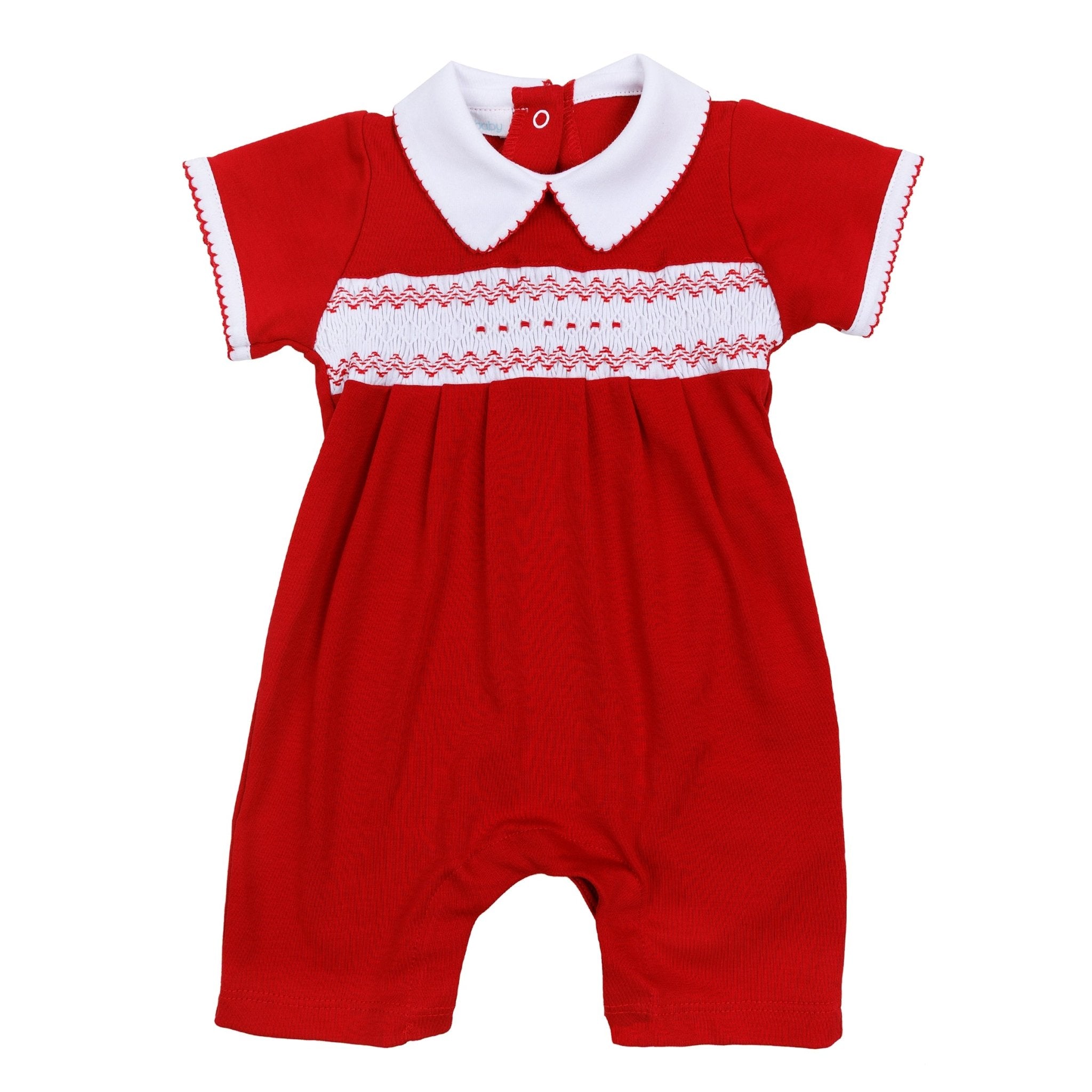 Chris Classics Smocked Short Playsuit - Red - Magnolia BabyShort Playsuit
