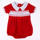 Chris Classics Smocked Short Sleeve Boy Bubble - Red - Magnolia BabyBubble