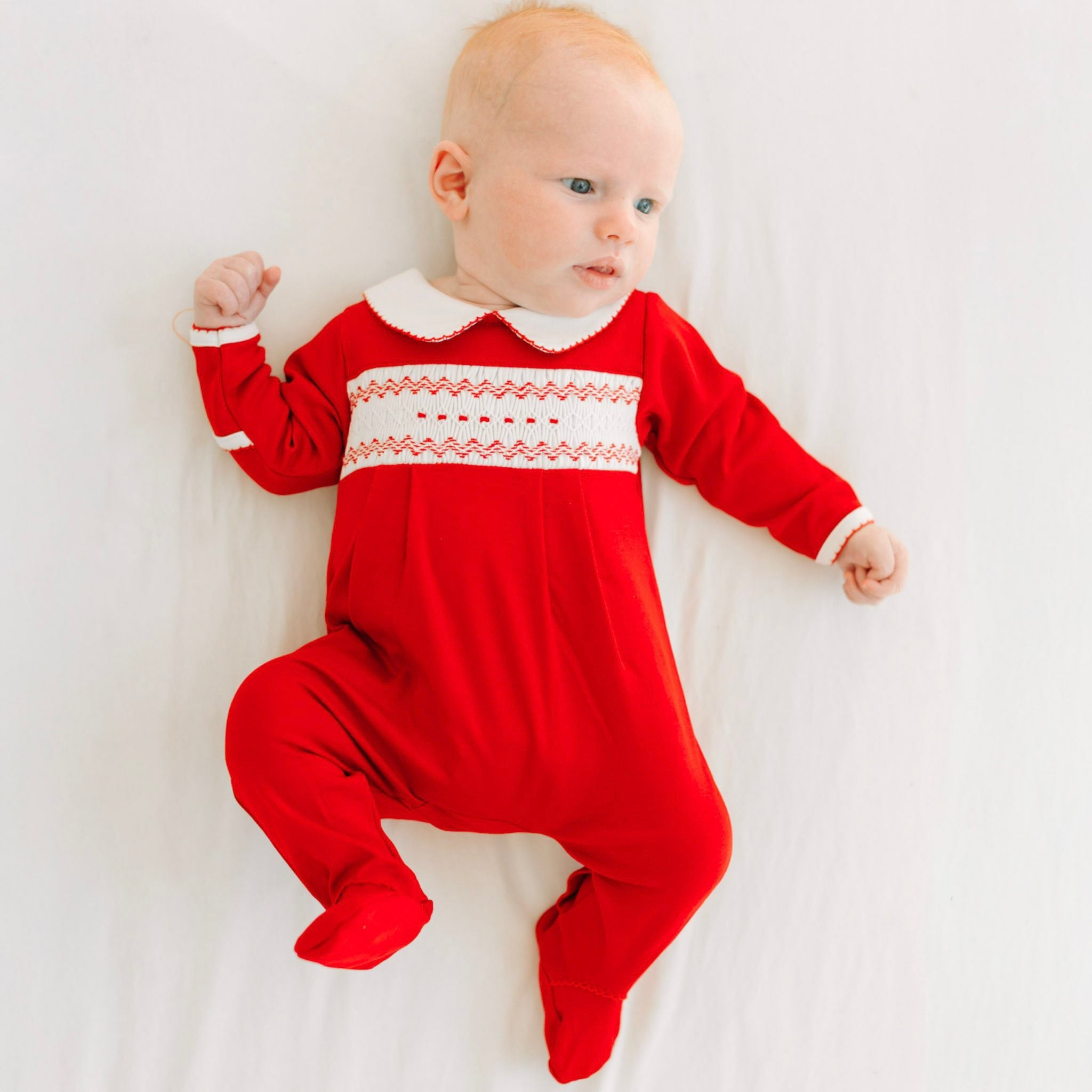 Chris Classics Smocked Unisex Footie - Red - Magnolia BabyFootie