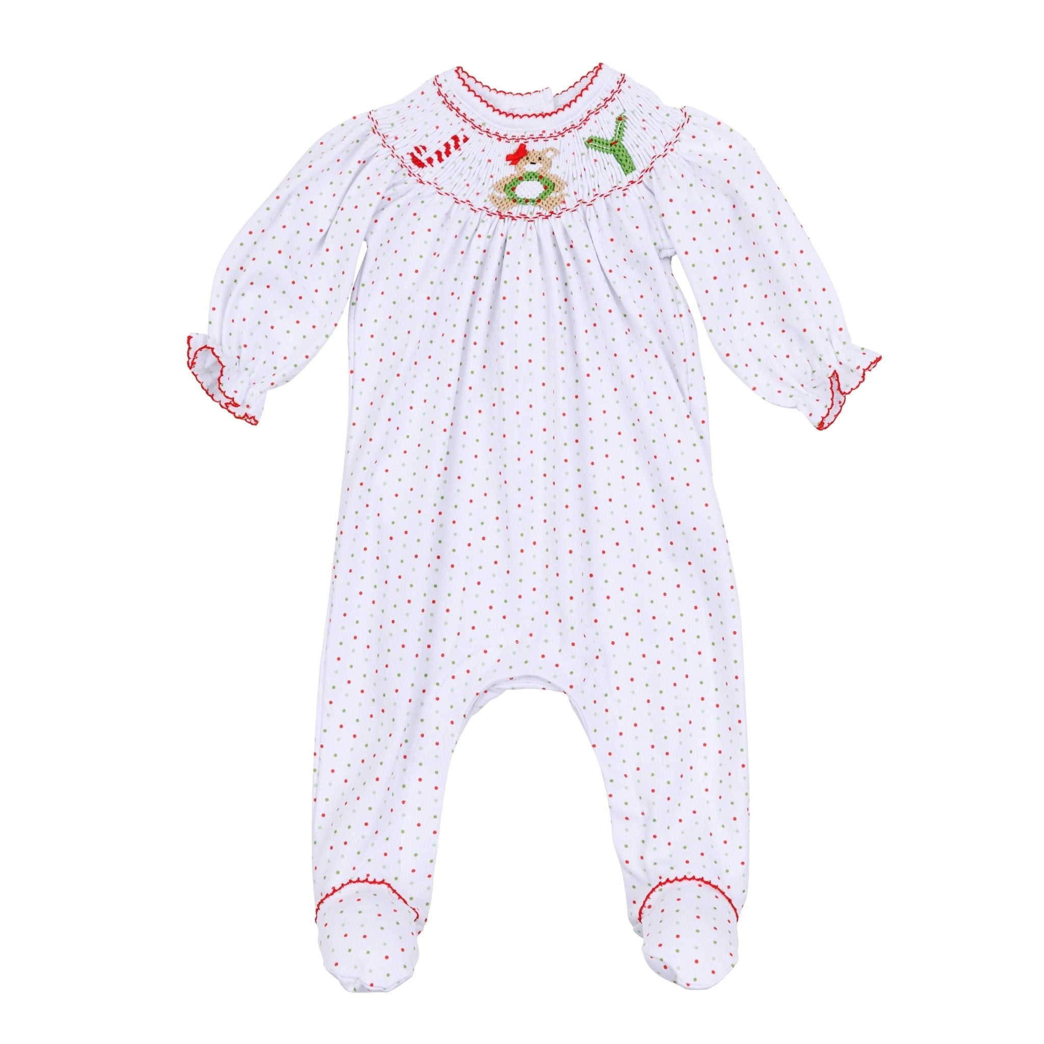 Christmas Joy Classics Bishop Footie - Red Girl - Magnolia BabyFootie