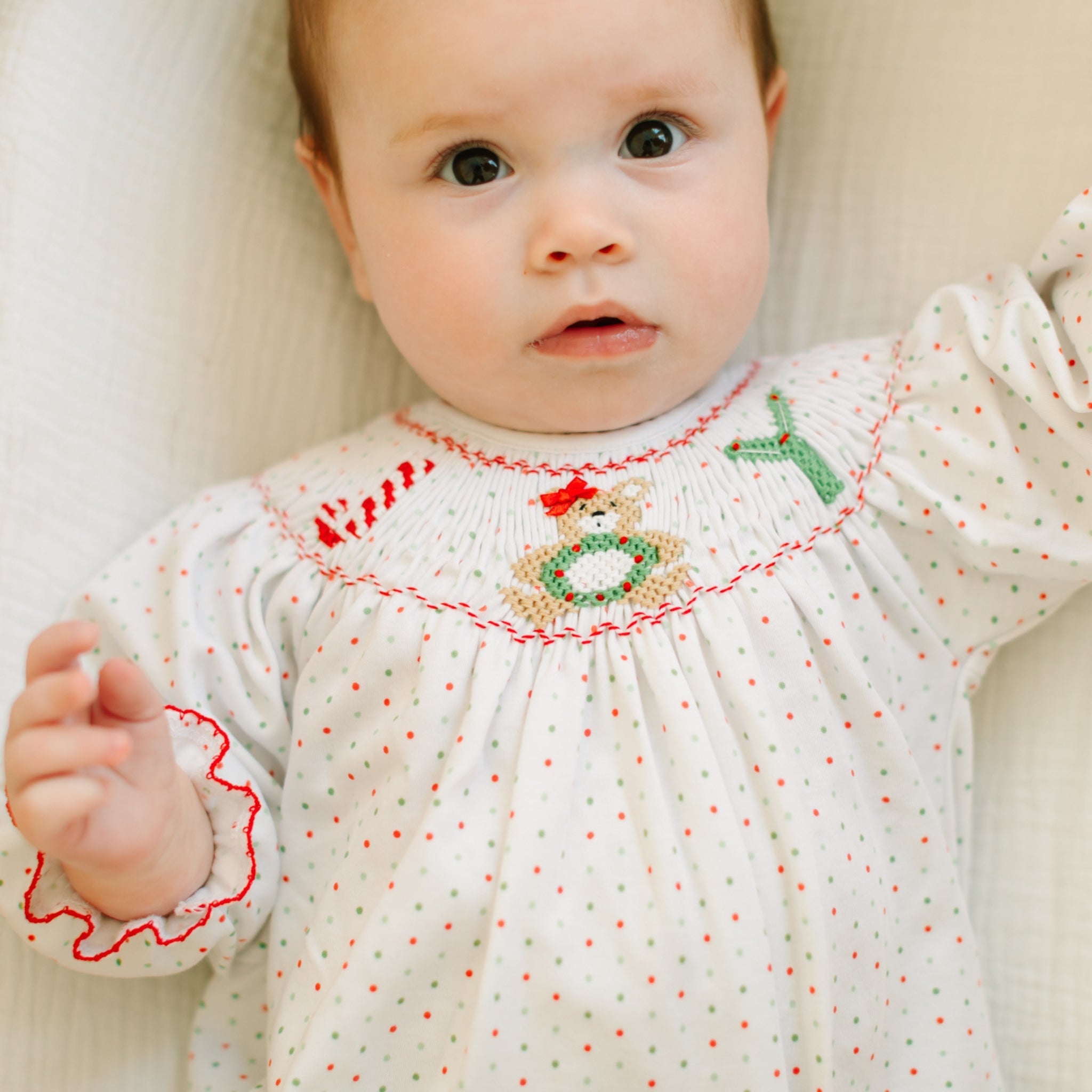 Christmas Joy Classics Bishop Long Sleeve Bubble - Red Girl - Magnolia BabyBubble