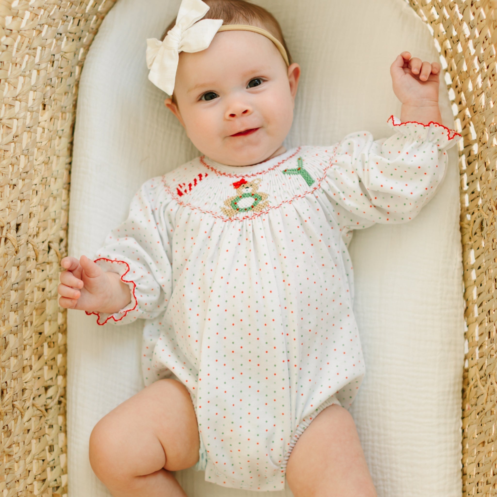 Christmas Joy Classics Bishop Long Sleeve Bubble - Red Girl - Magnolia BabyBubble