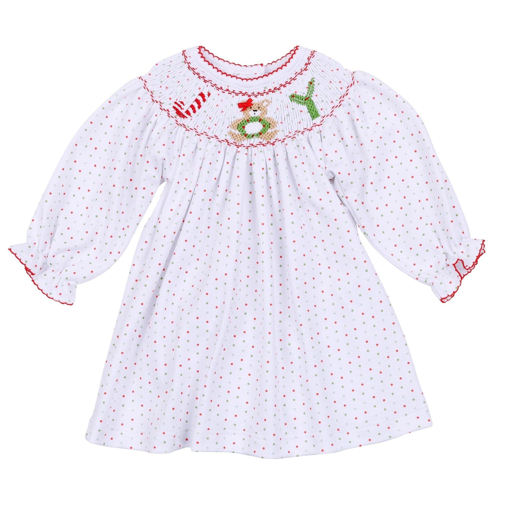 Christmas Joy Classics Bishop Long Sleeve Dress - Red Girl - Magnolia BabyDress