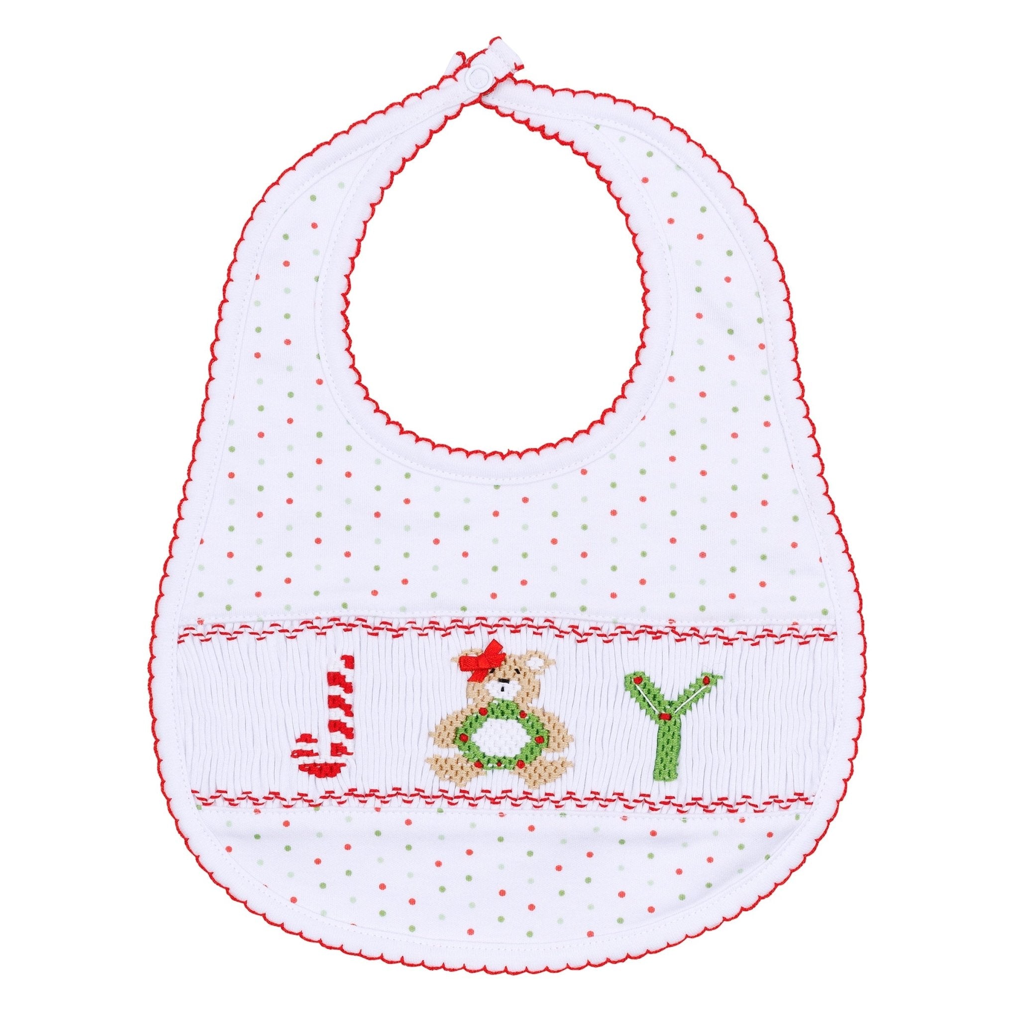 Christmas Joy Classics Smocked Bib - Red Girl - Magnolia BabyBib