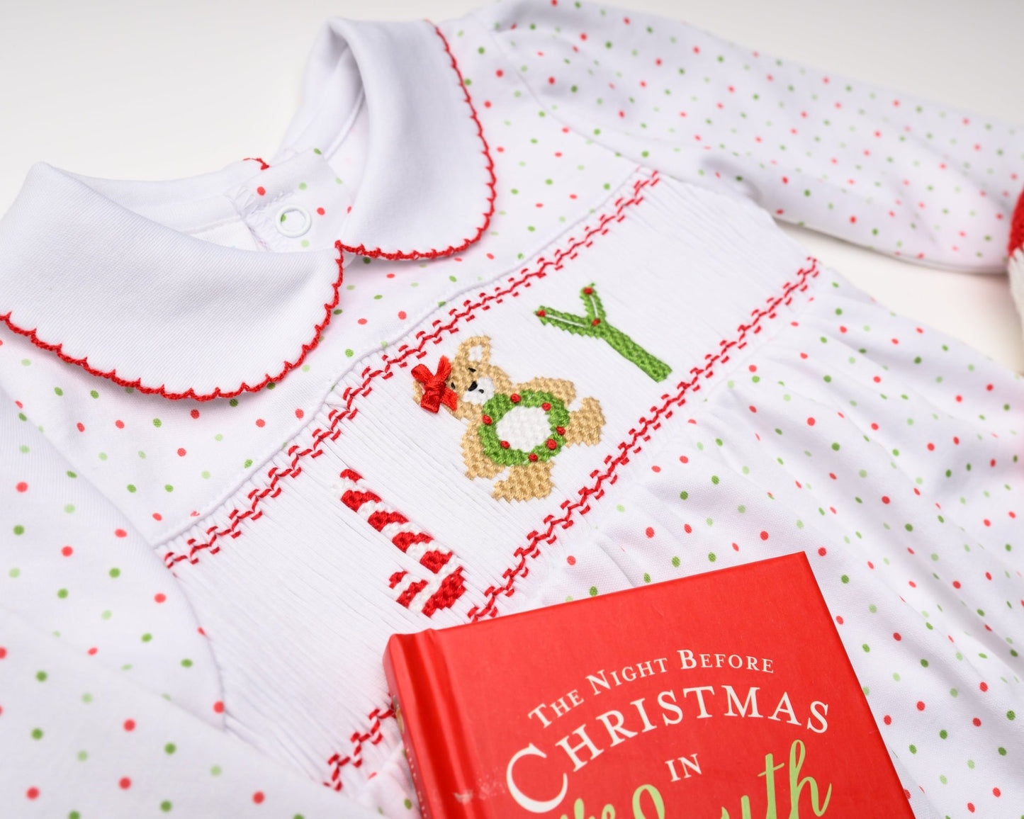 Christmas Joy Classics Smocked Long Sleeve Bubble - Red Girl - Magnolia BabyBubble