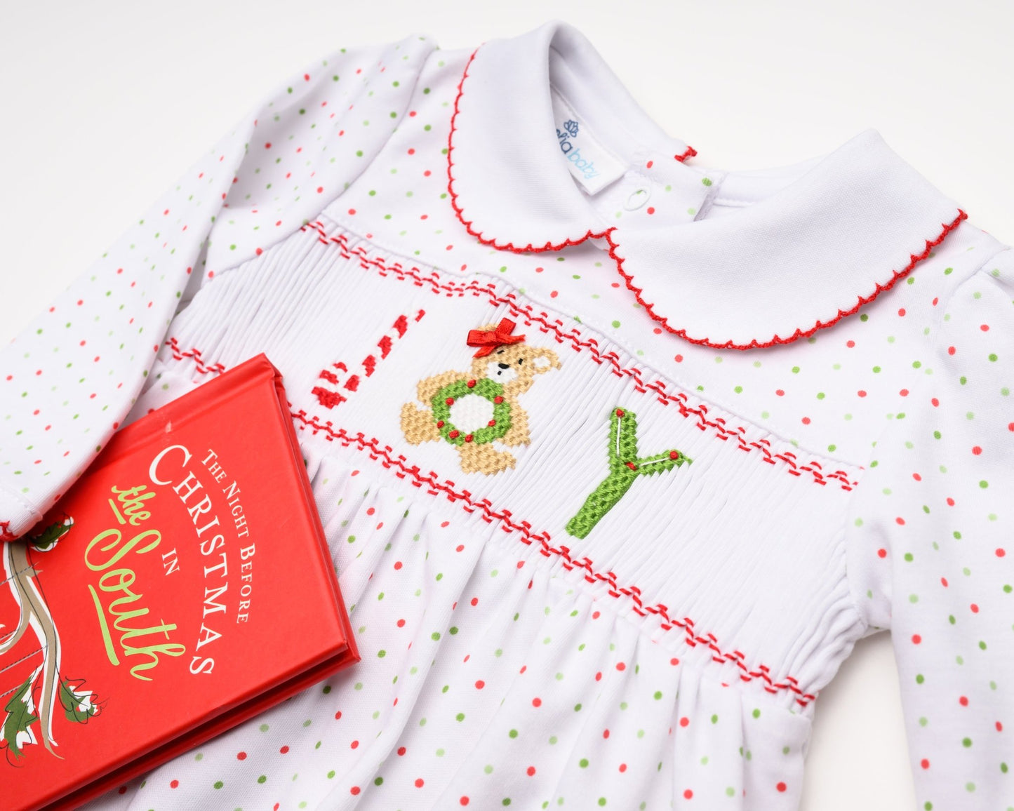 Christmas Joy Classics Smocked Long Sleeve Bubble - Red Girl - Magnolia BabyBubble