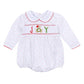 Christmas Joy Classics Smocked Long Sleeve Bubble - Red Girl - Magnolia BabyBubble