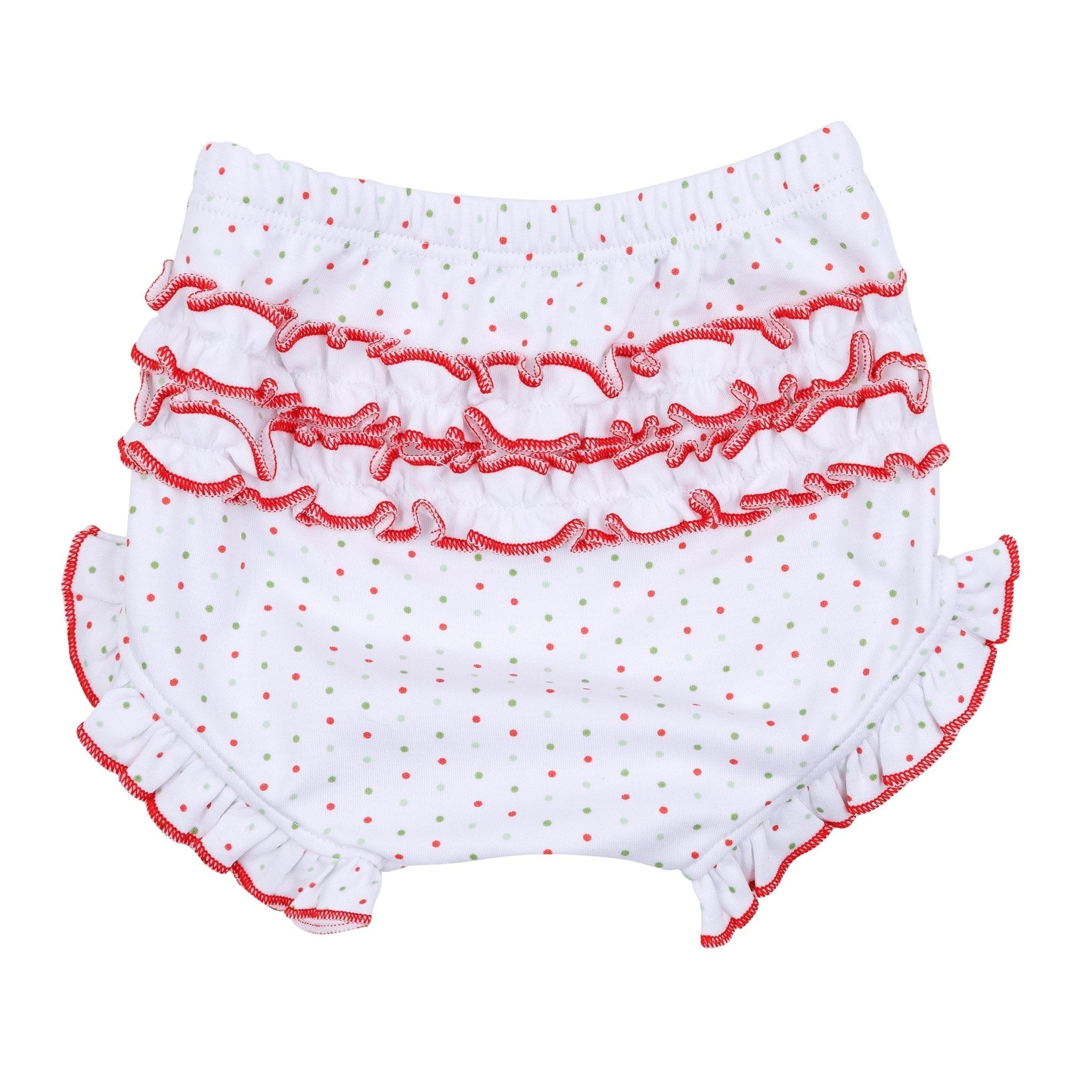 Christmas Joy Classics Smocked Ruffle Long Sleeve Diaper Cover Set - Red Girl - Magnolia BabyDiaper Cover