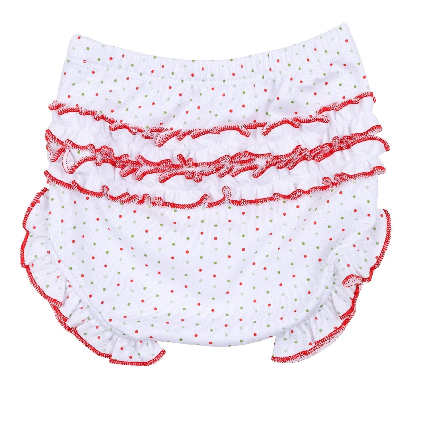 Christmas Joy Classics Smocked Ruffle Short Sleeve Diaper Cover Set - Red Girl - Magnolia BabyDiaper Cover