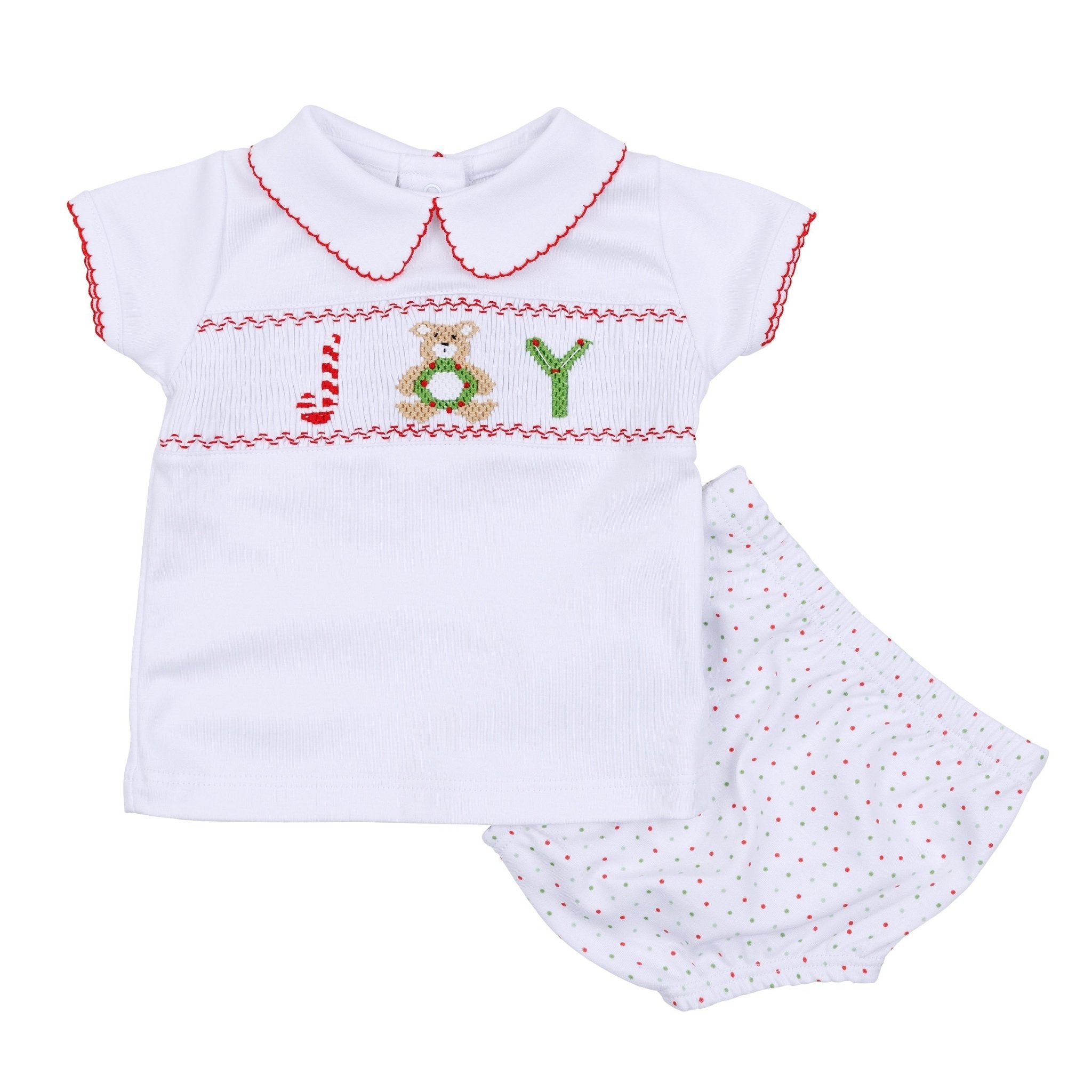 Christmas Joy Classics Smocked Short Sleeve Diaper Cover Set - Red Boy - Magnolia BabyDiaper Cover