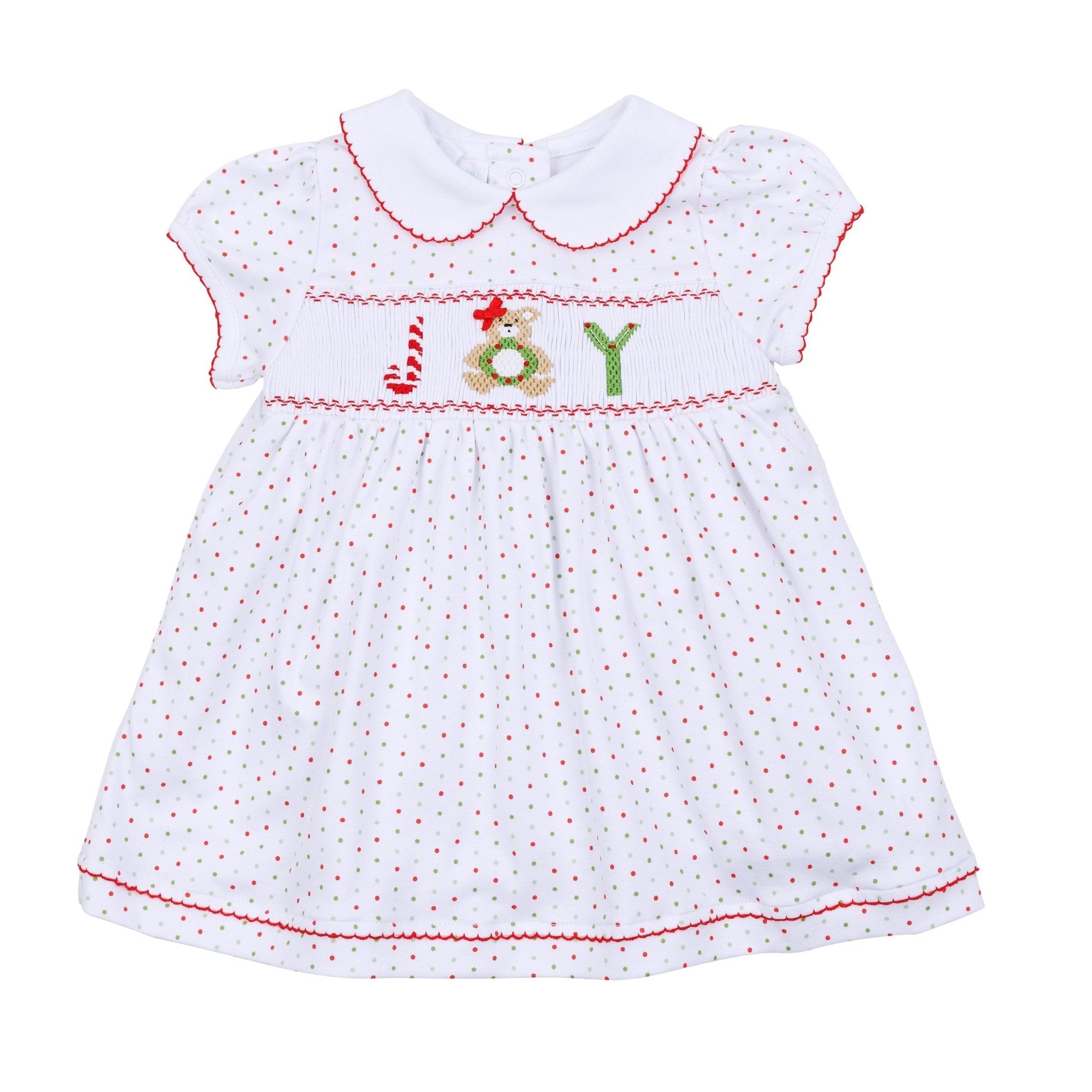 Christmas Joy Classics Smocked Short Sleeve Dress - Red Girl - Magnolia BabyDress