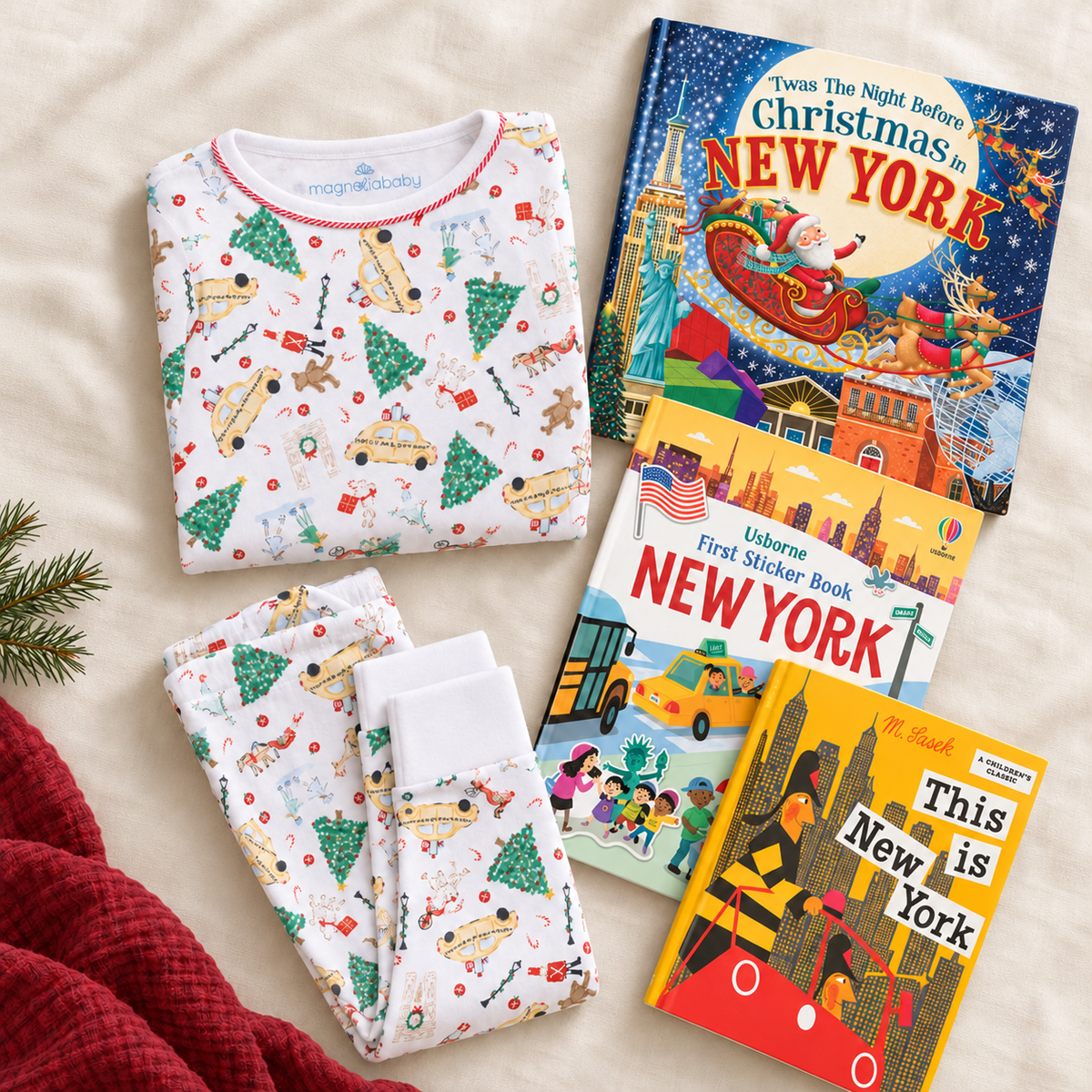 Magnolia Baby_Christmas Pajamas Gift Set - This is New York_1